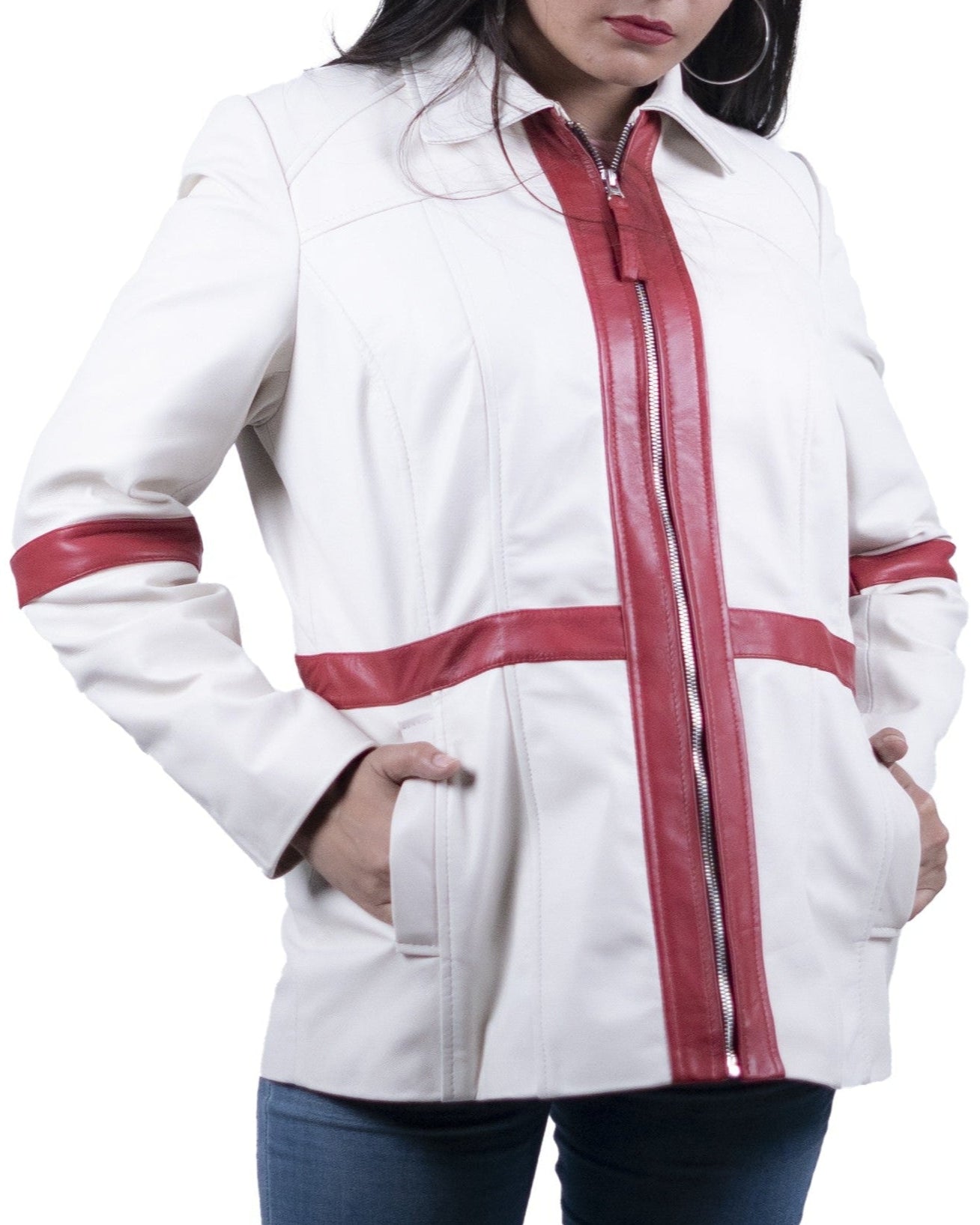 01 - Women’s Denmark Flag Leather Jacket – Patriotic Style