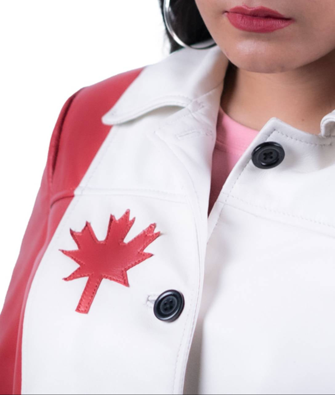 03 - Women’s Canada Flag Leather Coat – Patriotic Style Statement