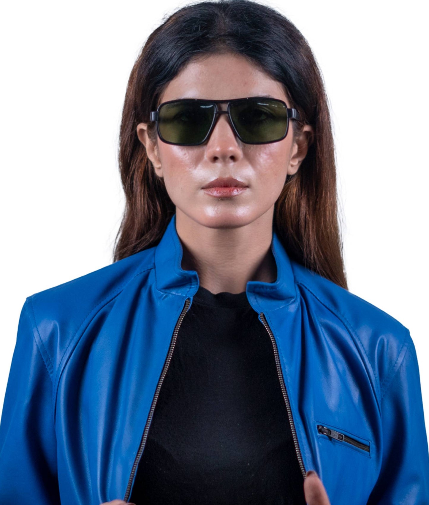 18 – Women’s Royal Blue Leather Bomber Jacket – Vibrant Street Style