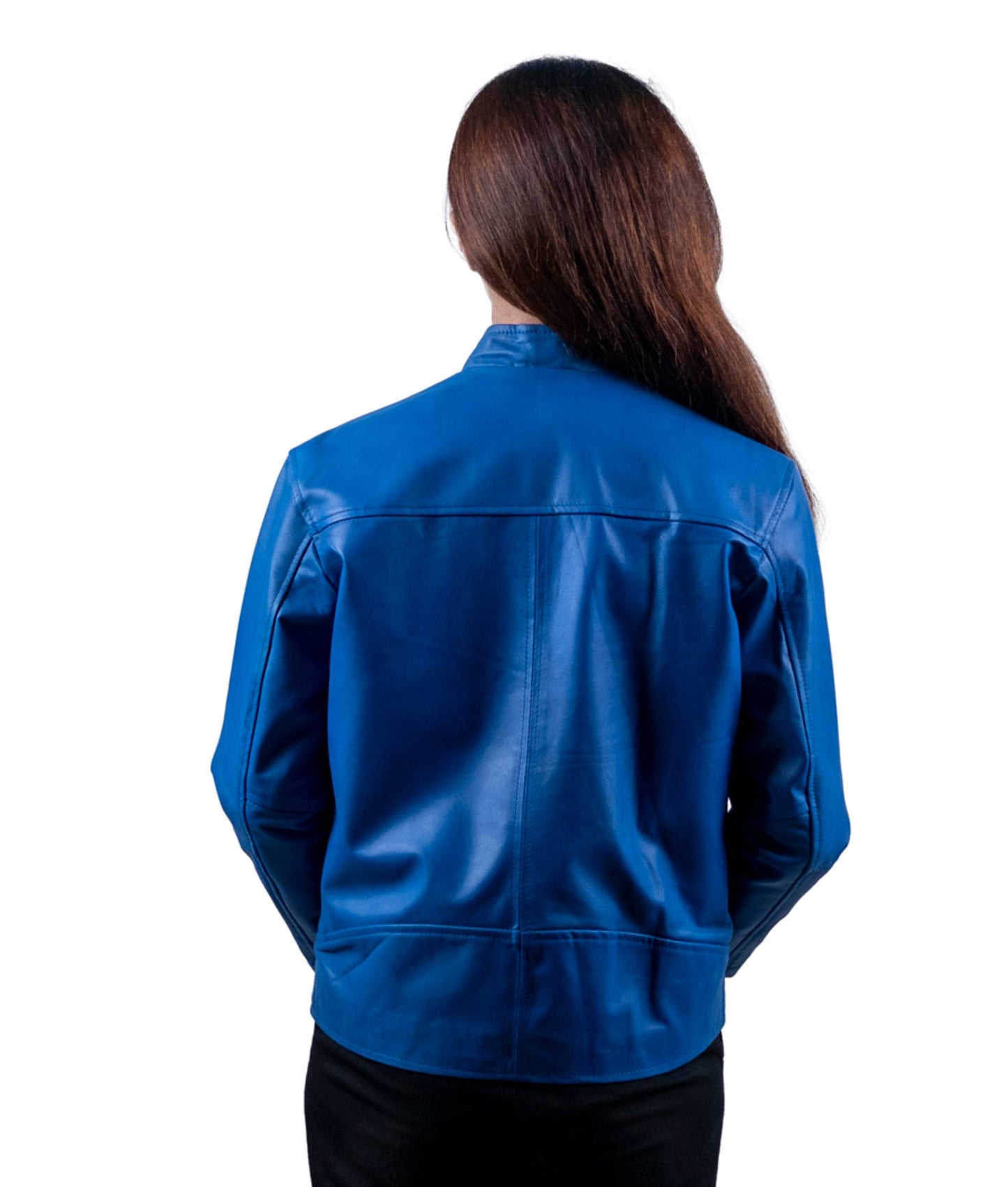 18 – Women’s Royal Blue Leather Bomber Jacket – Vibrant Street Style
