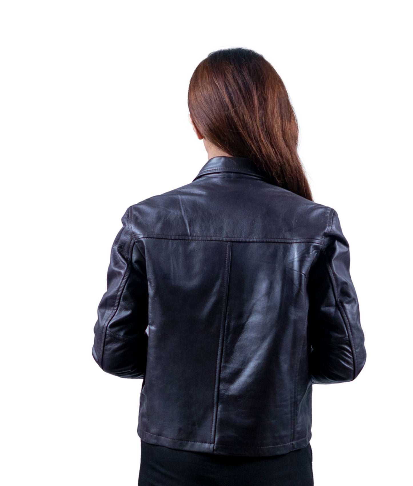 48 – Women’s Dark Mocha Leather Jacket – Tailored Chic