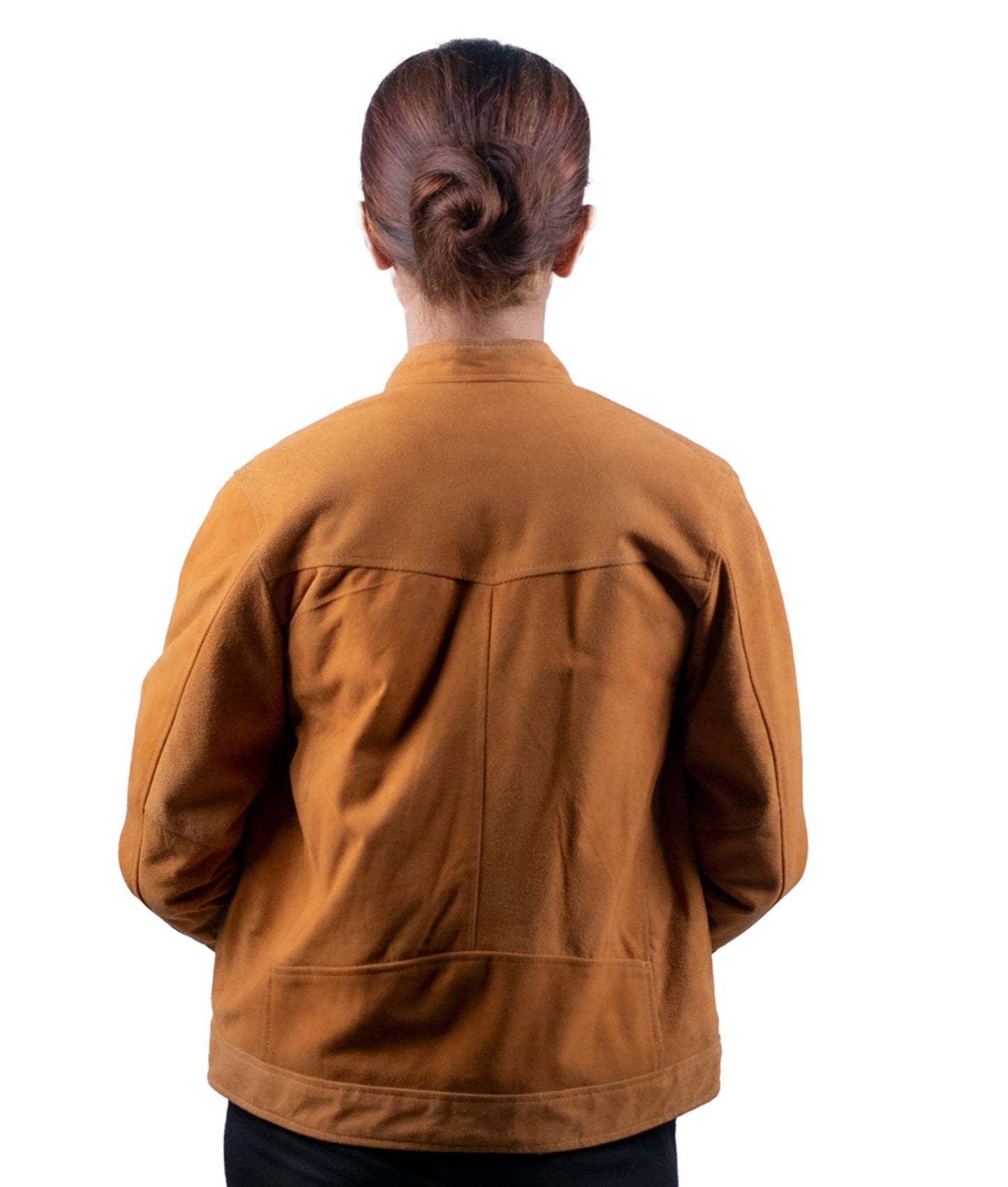 32 – Women’s Tan Suede Bomber Jacket – Casual Comfort