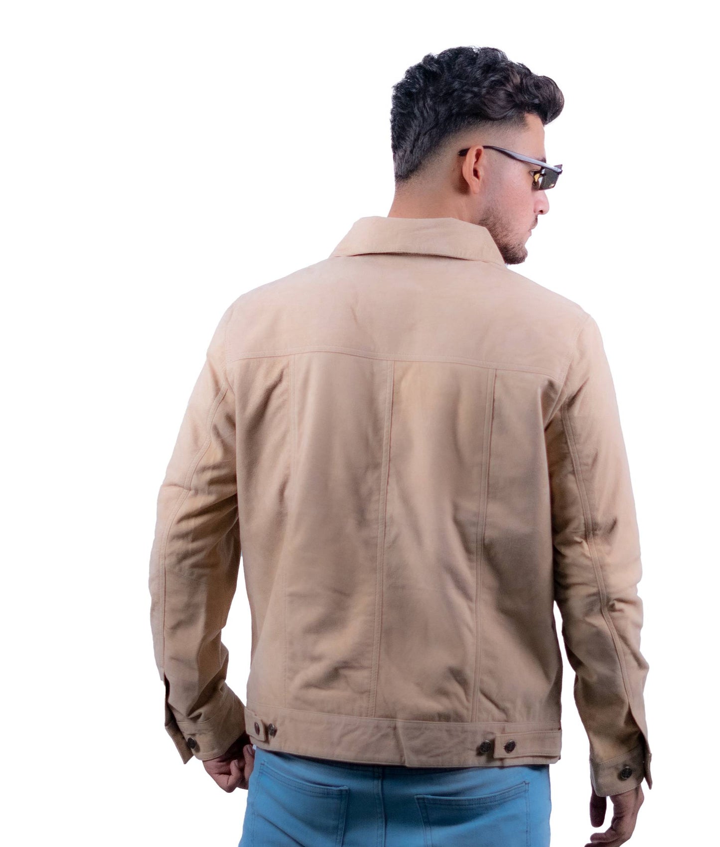52 – Khakifarbene Trucker-Lederjacke für Herren