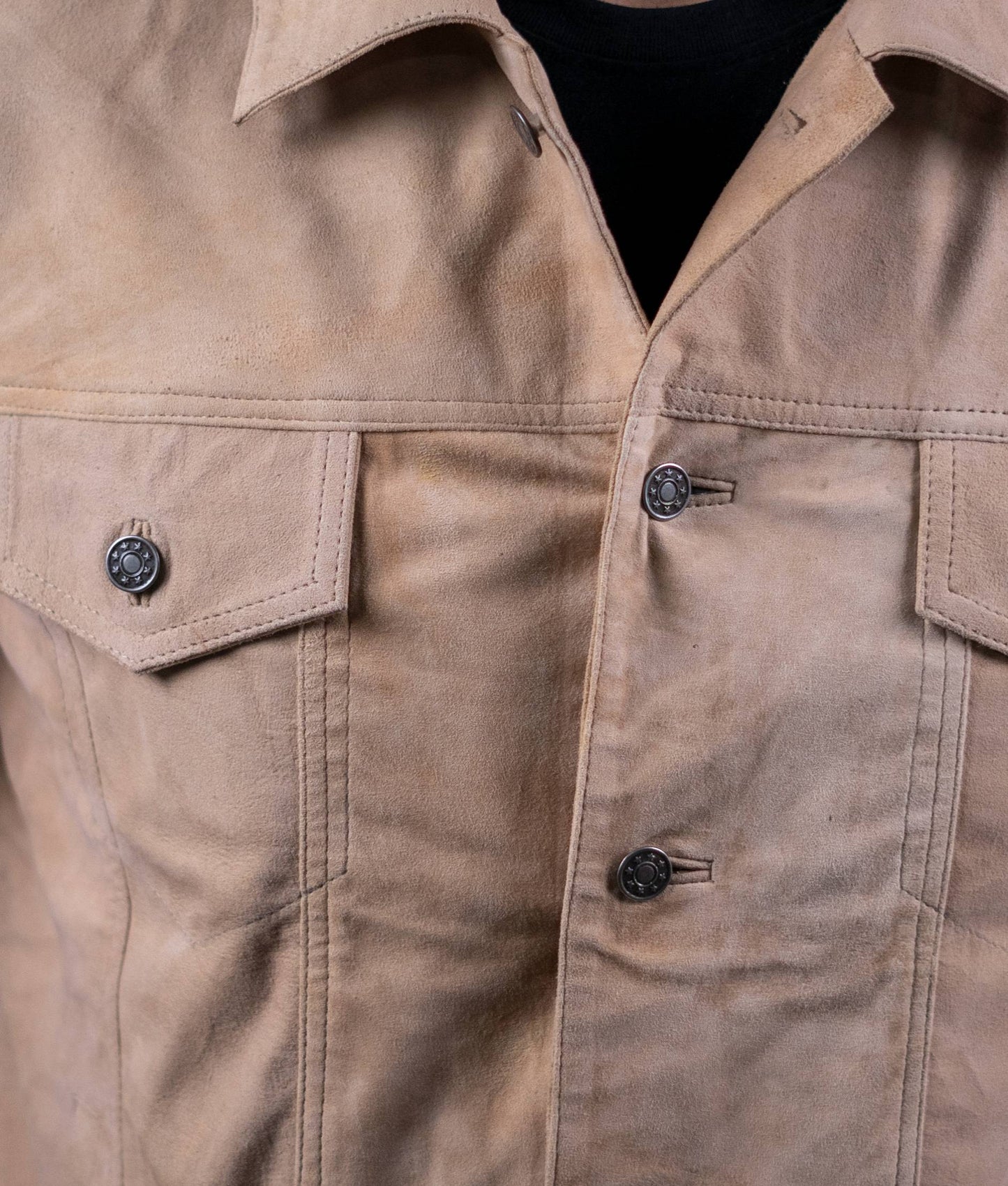 52 – Khakifarbene Trucker-Lederjacke für Herren