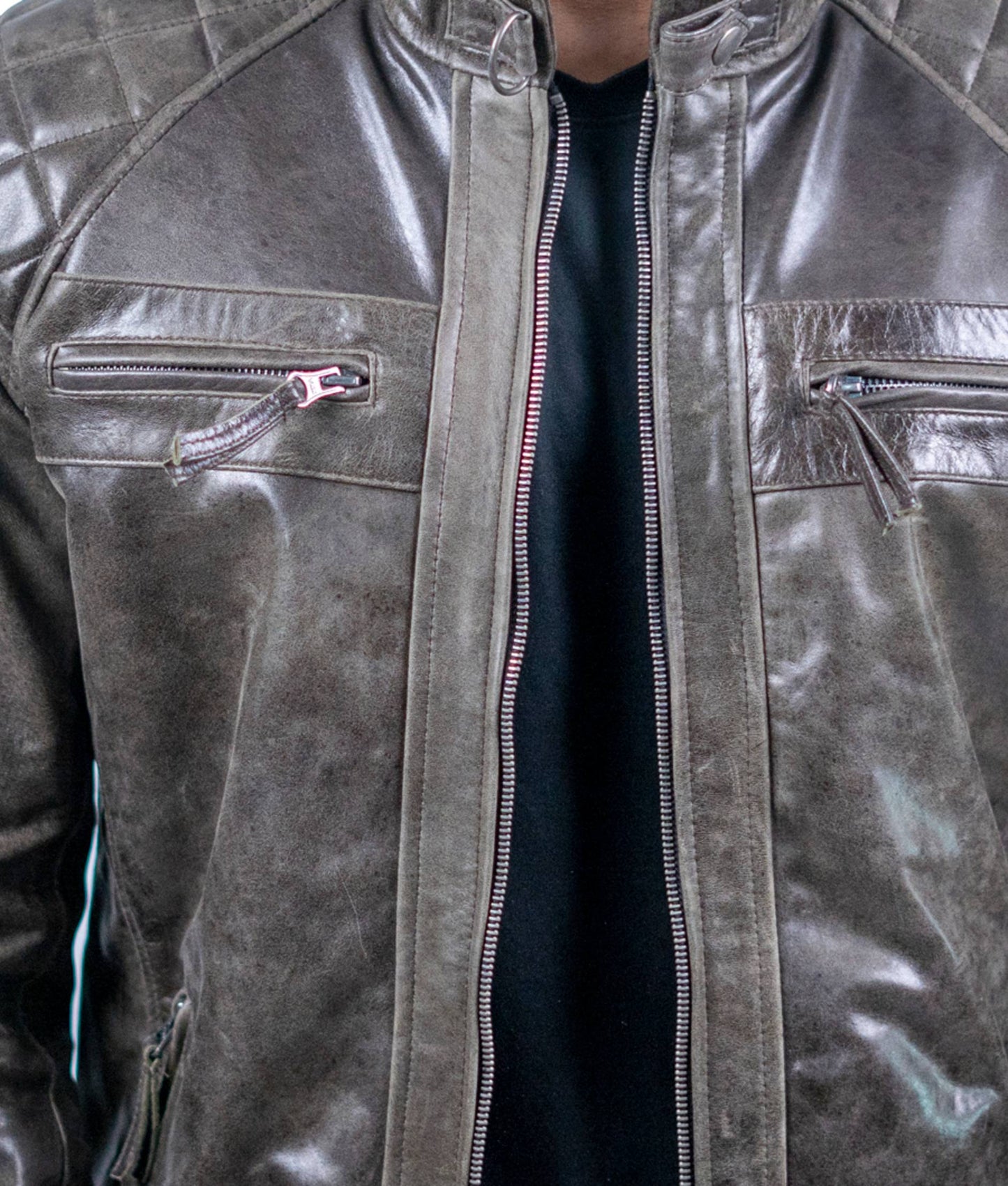 53 - Heritage Moto Leather Jacket – Vintage Olive Finish