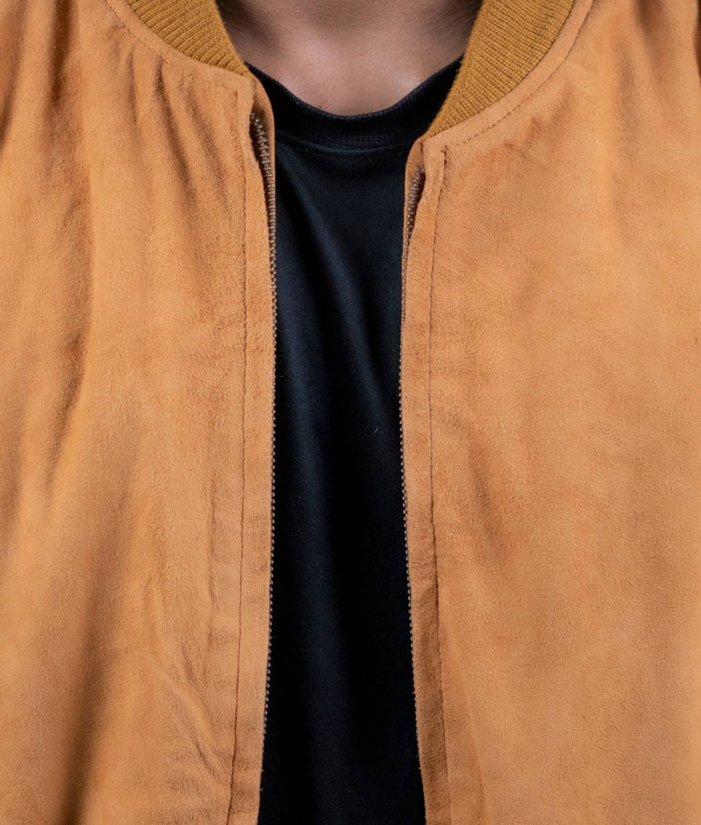 55 - Sahara Breeze Suede Bomber – Camel Tan