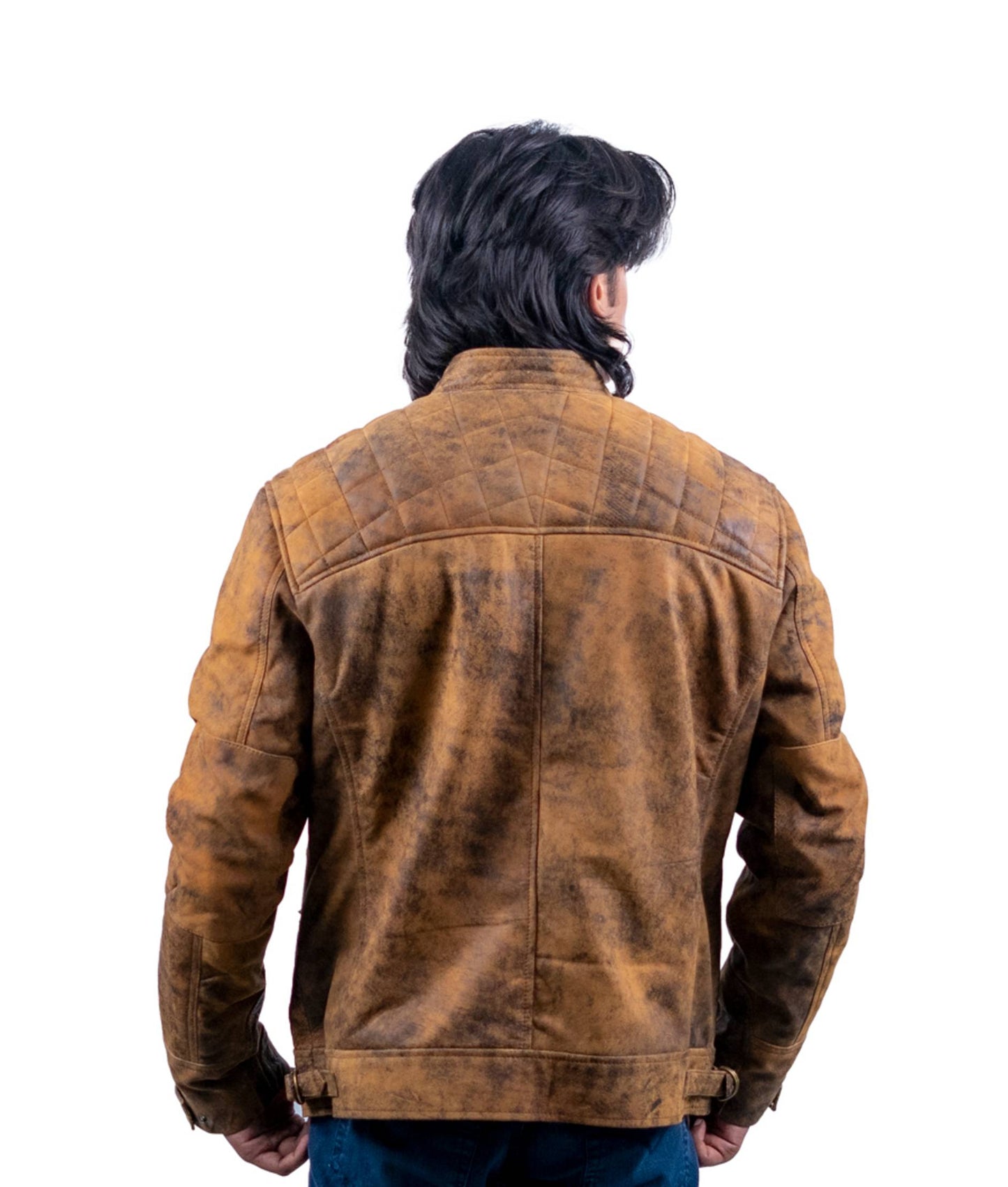 61 – Braune Distressed-Lederjacke für Herren – Vintage-Washed-Look