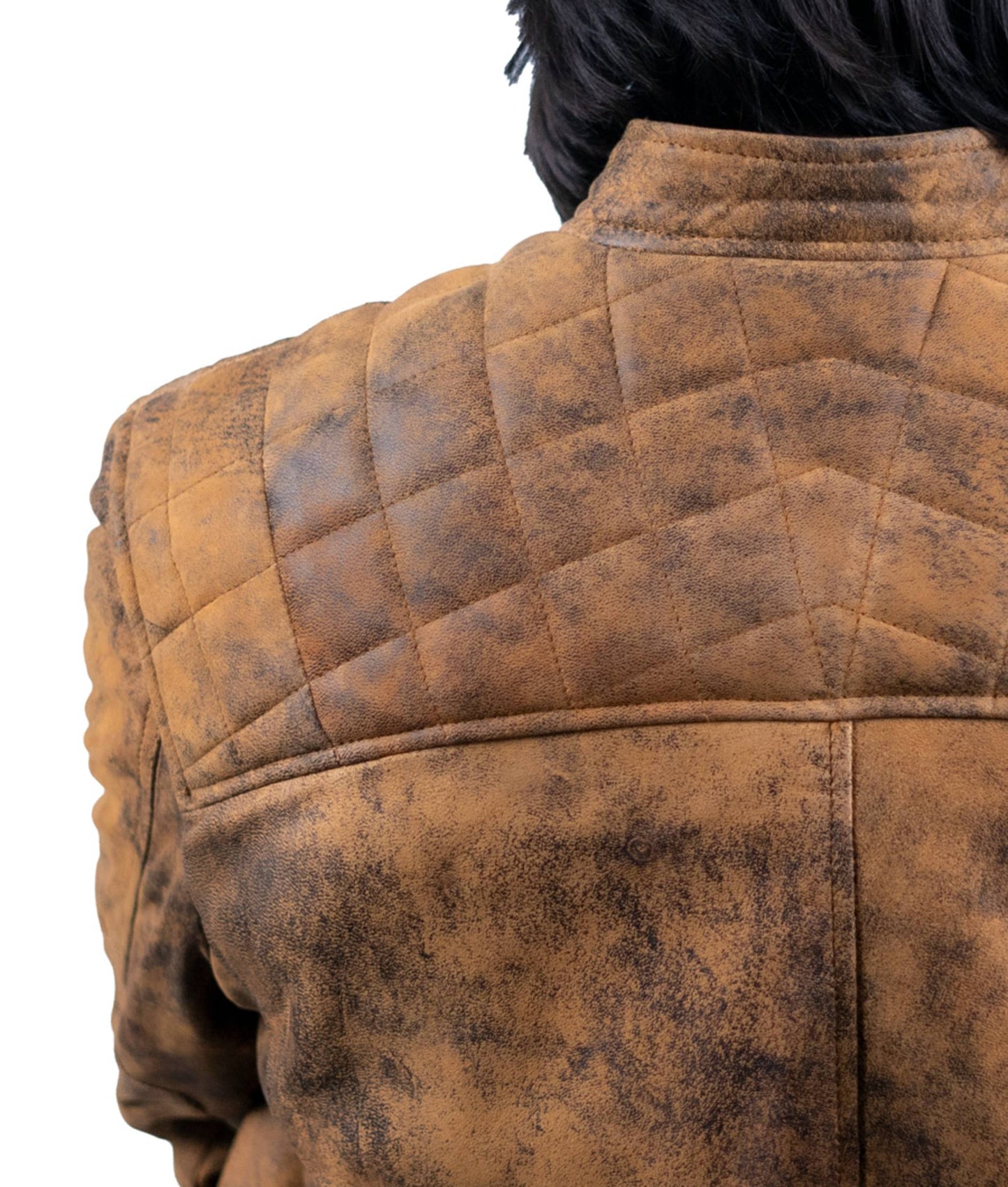 61 – Braune Distressed-Lederjacke für Herren – Vintage-Washed-Look