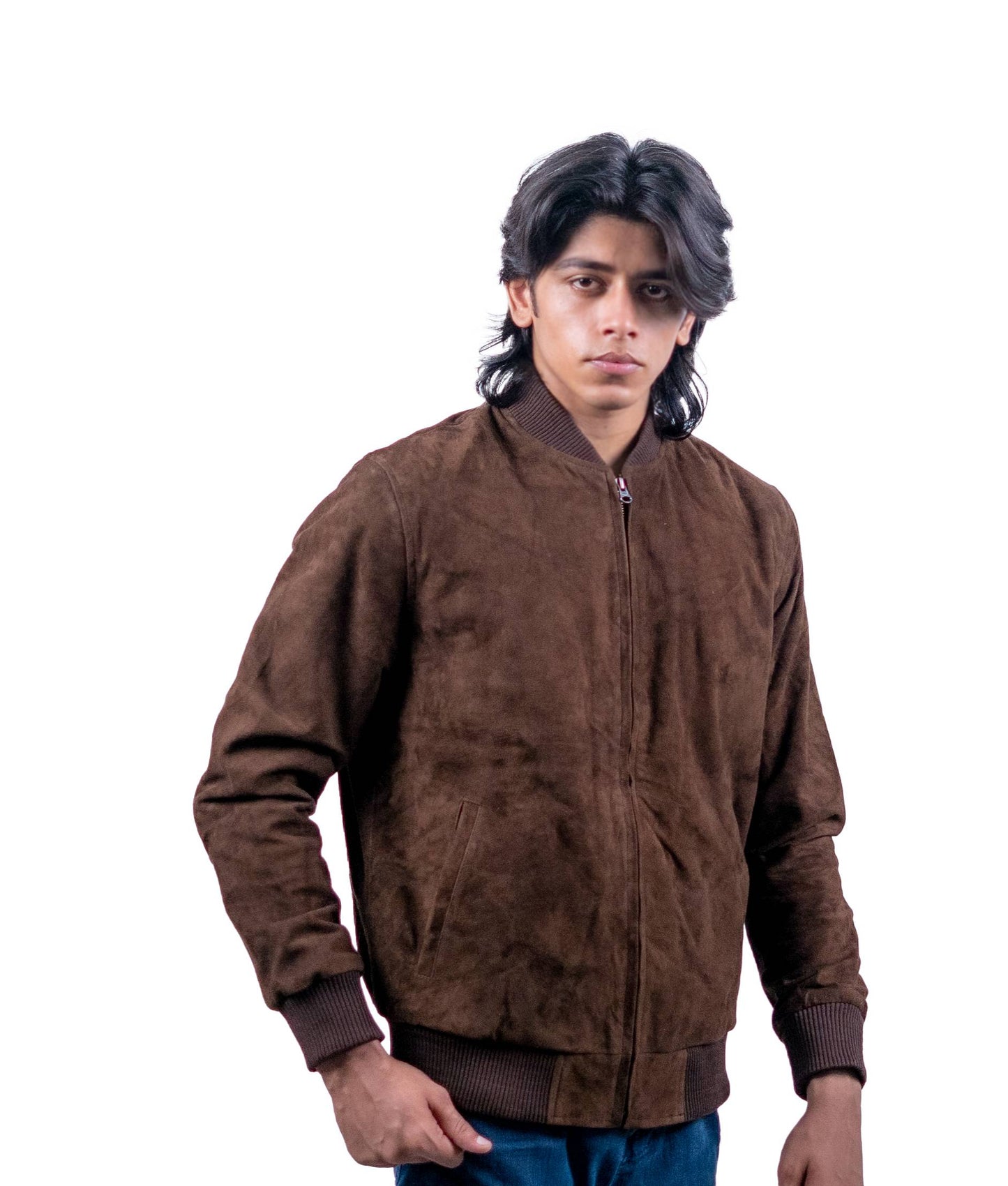 63 - Kaffeebraune Wildlederjacke für Herren