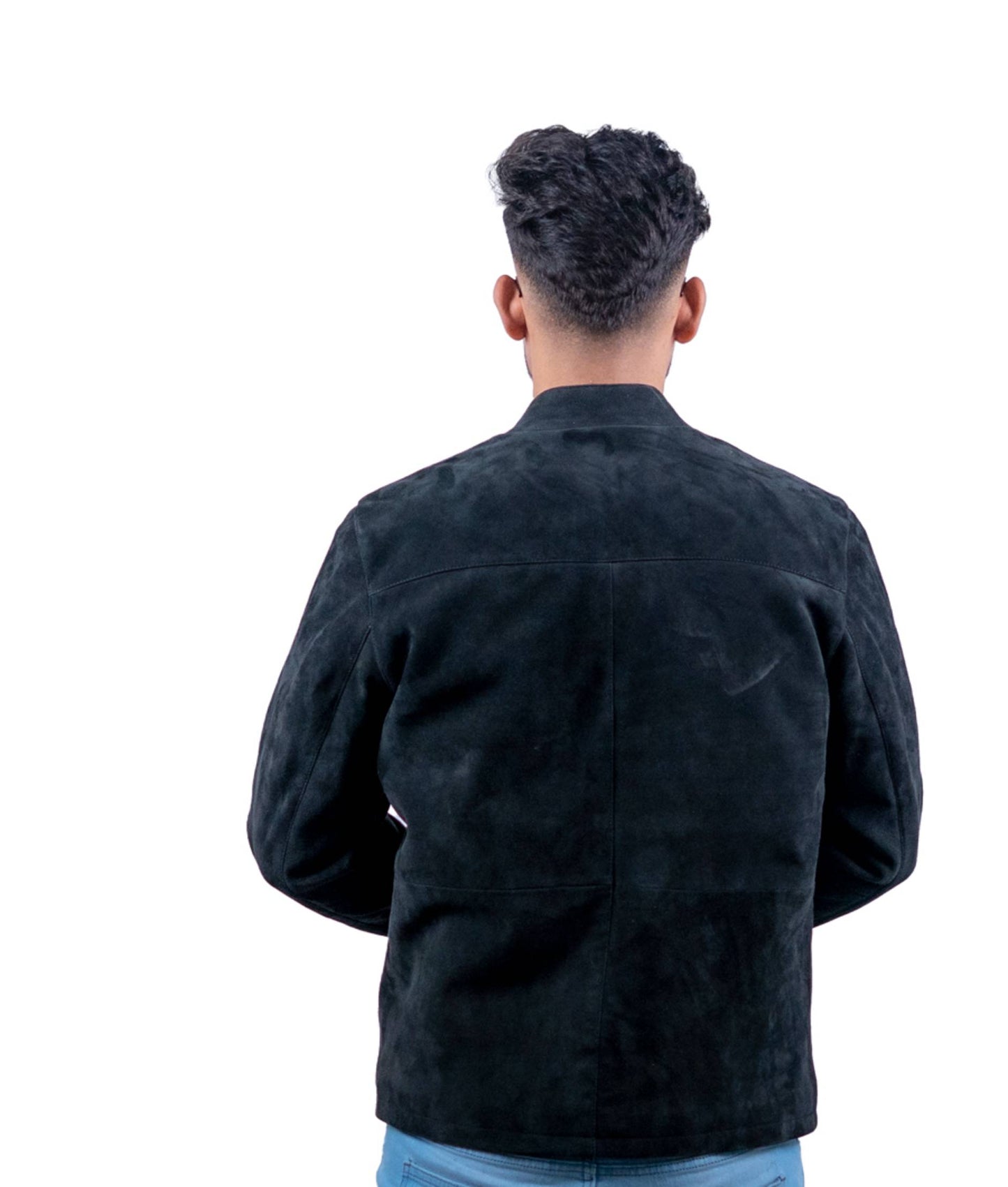 70 – Tiefschwarze Bomberjacke aus Wildleder – Minimalist Smart Fit