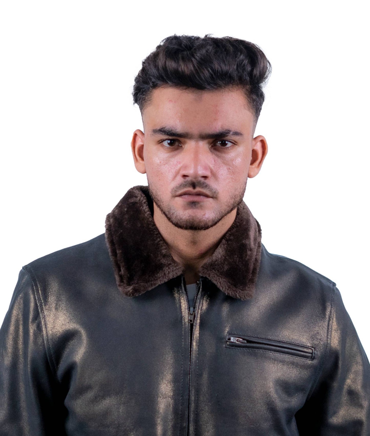 77 - Vintage Brown Aviator Jacket – Faux Fur Collar Edition