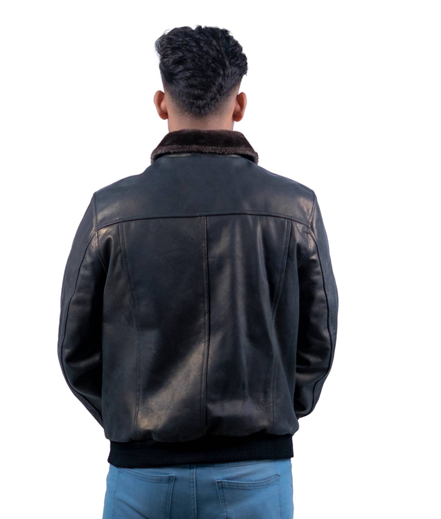 77 - Vintage Brown Aviator Jacket – Faux Fur Collar Edition