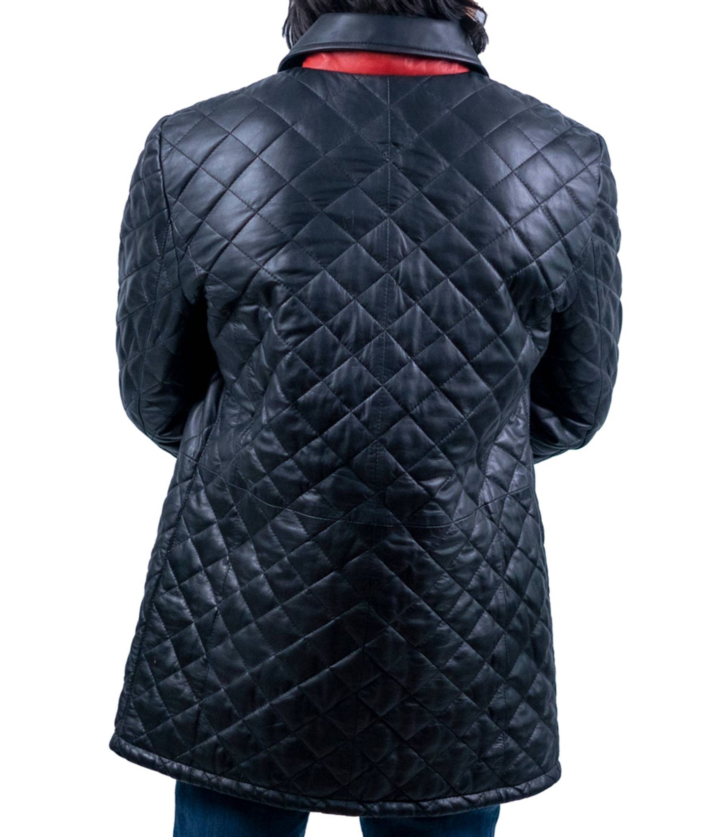 78 - Quilted Black Long Jacket – Red Zip Streetwear Edition