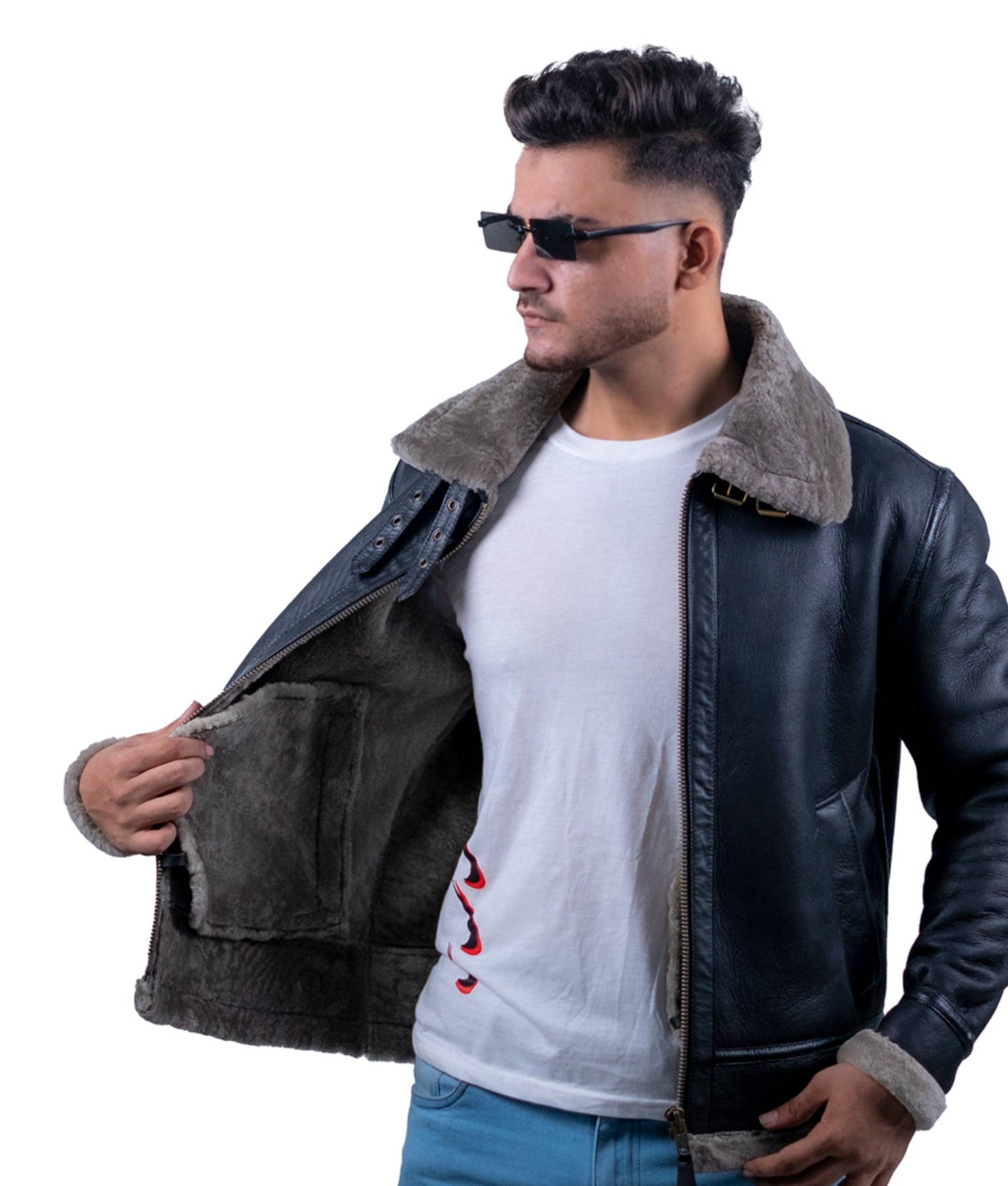87 - Vintage Pilot Jacket – Shearling Lined with Weathered Finish