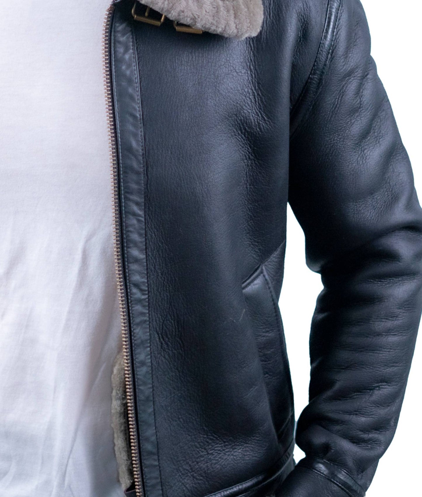 87 - Vintage Pilot Jacket – Shearling Lined with Weathered Finish