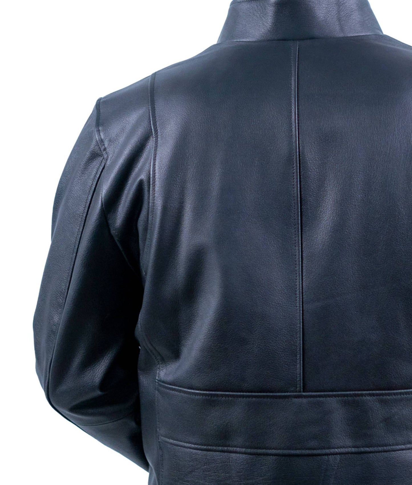 90 – Lederjacke mit Stehkragen – Mattschwarze Urban Edition