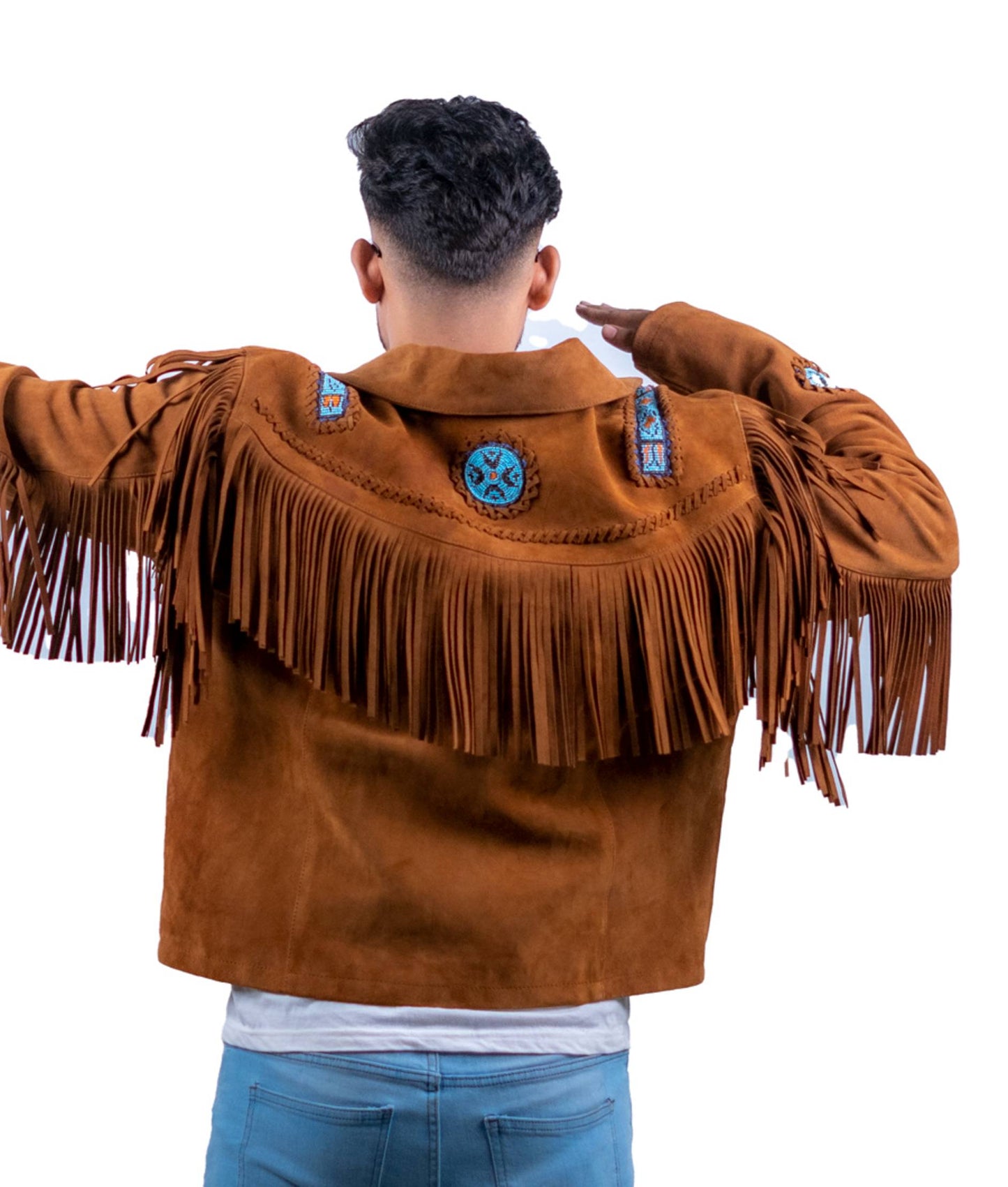 92 - Western Fringe Suede Jacket – Tribal Studded Edition