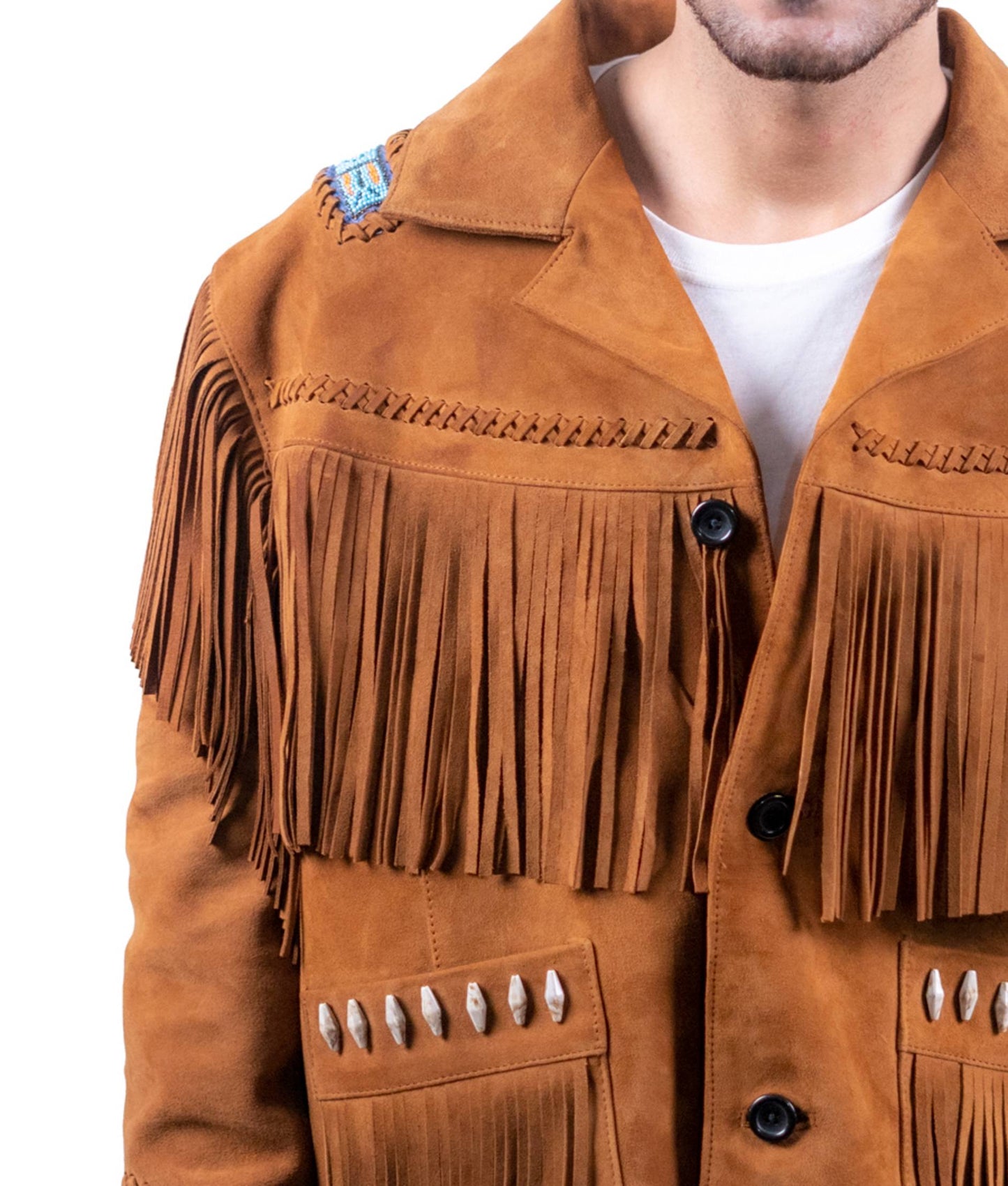 92 - Western Fringe Suede Jacket – Tribal Studded Edition