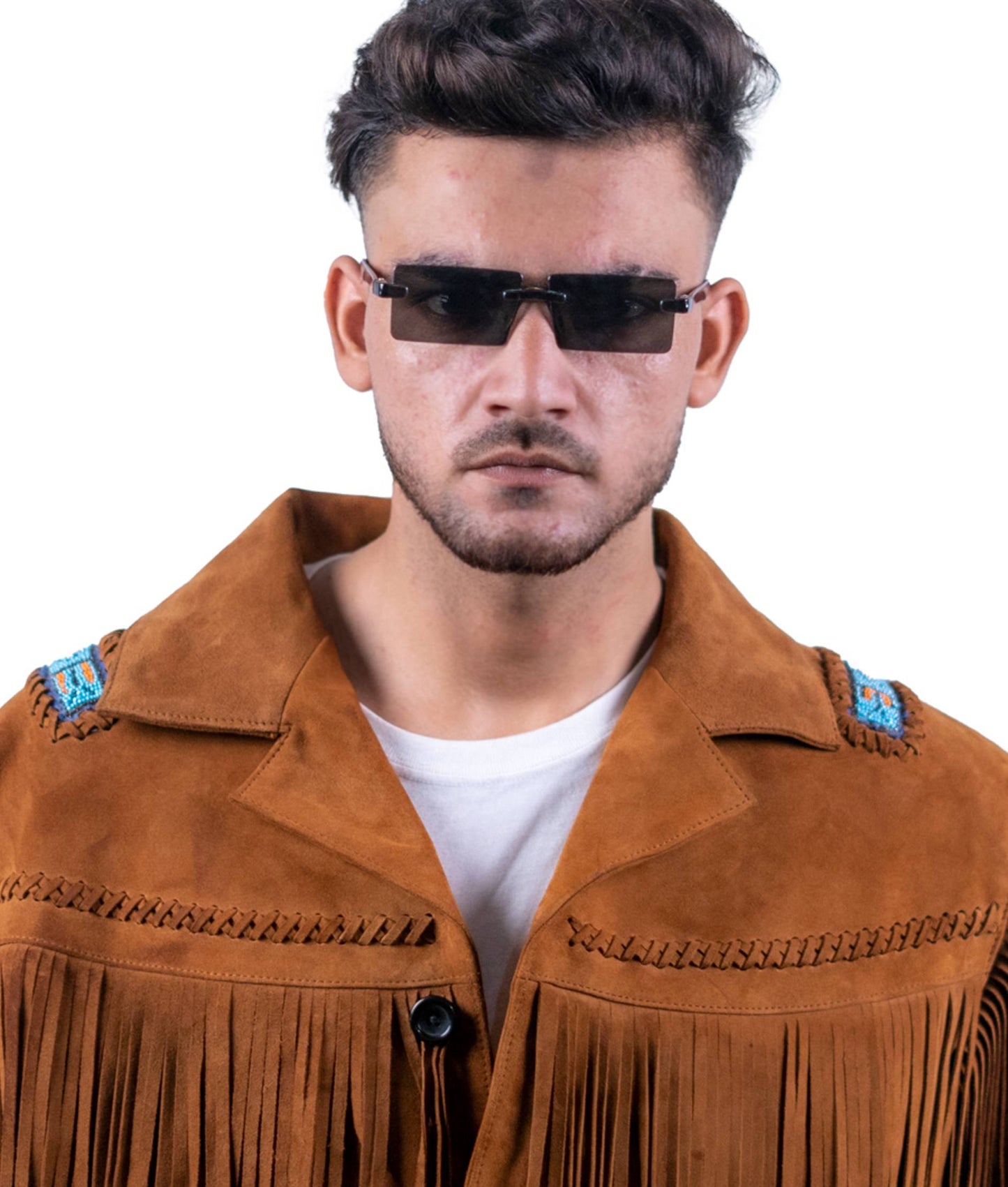 92 - Western Fringe Suede Jacket – Tribal Studded Edition