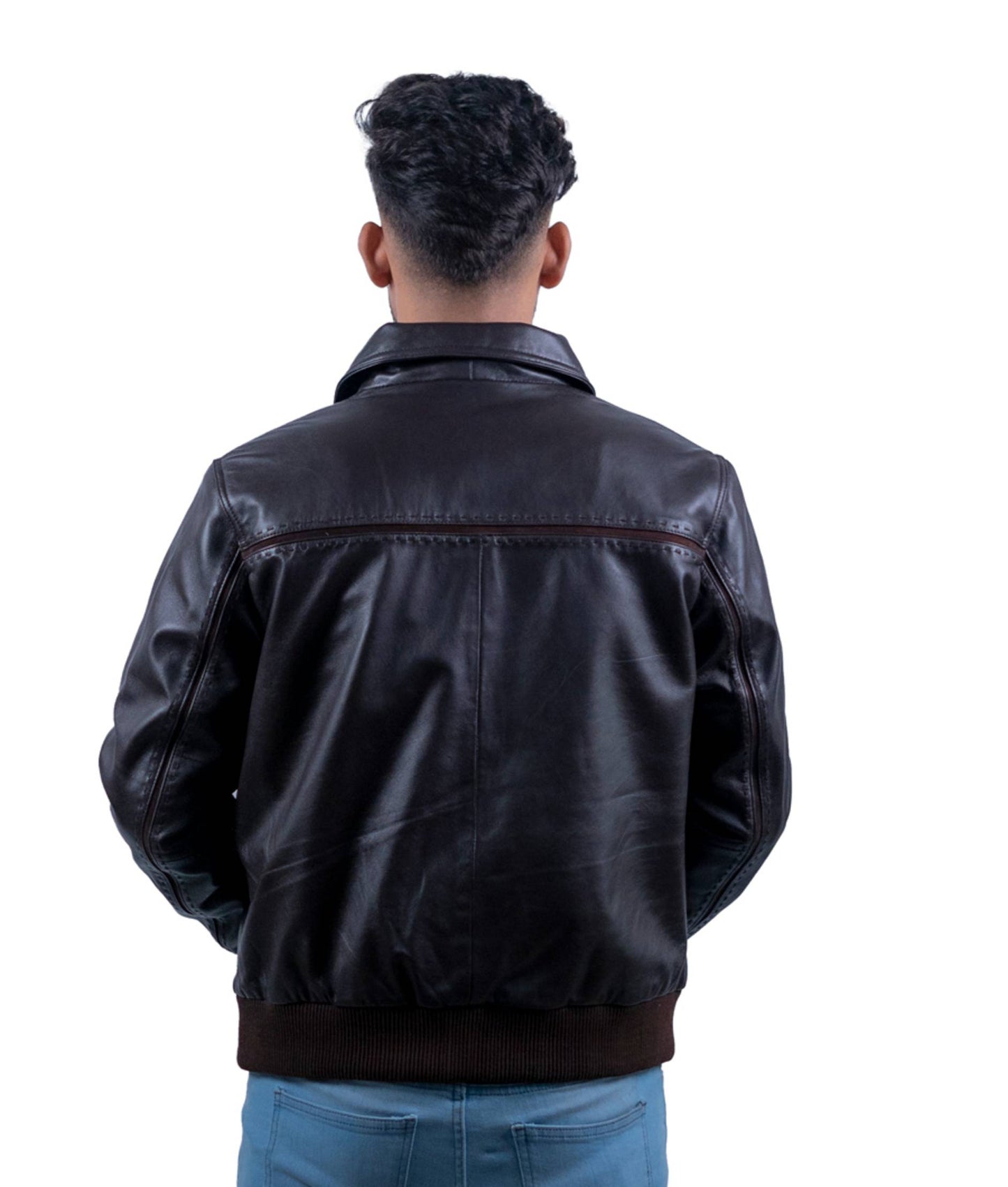 97 - Retro Brown Bomber Jacket – Ribbed Knit Edition
