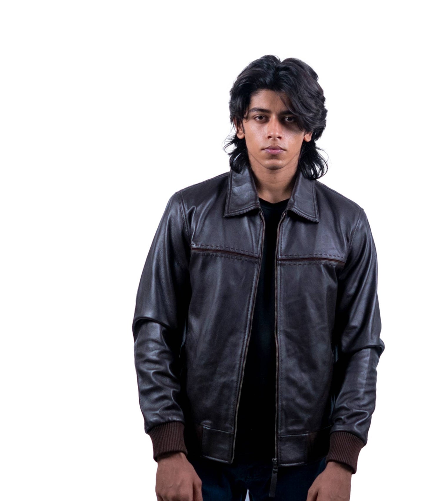 102 - Men’s Classic Brown Bomber Leather Jacket – Timeless Street Style