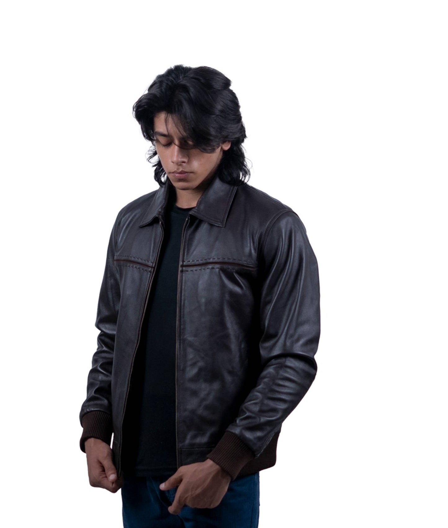 102 - Men’s Classic Brown Bomber Leather Jacket – Timeless Street Style