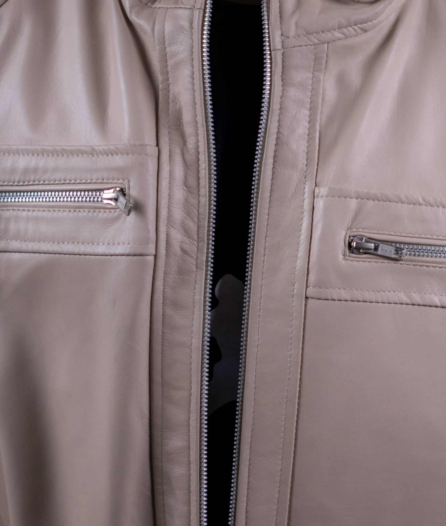 103 - Men’s Cream Quilted Leather Jacket – Light Tone, Heavy Impact