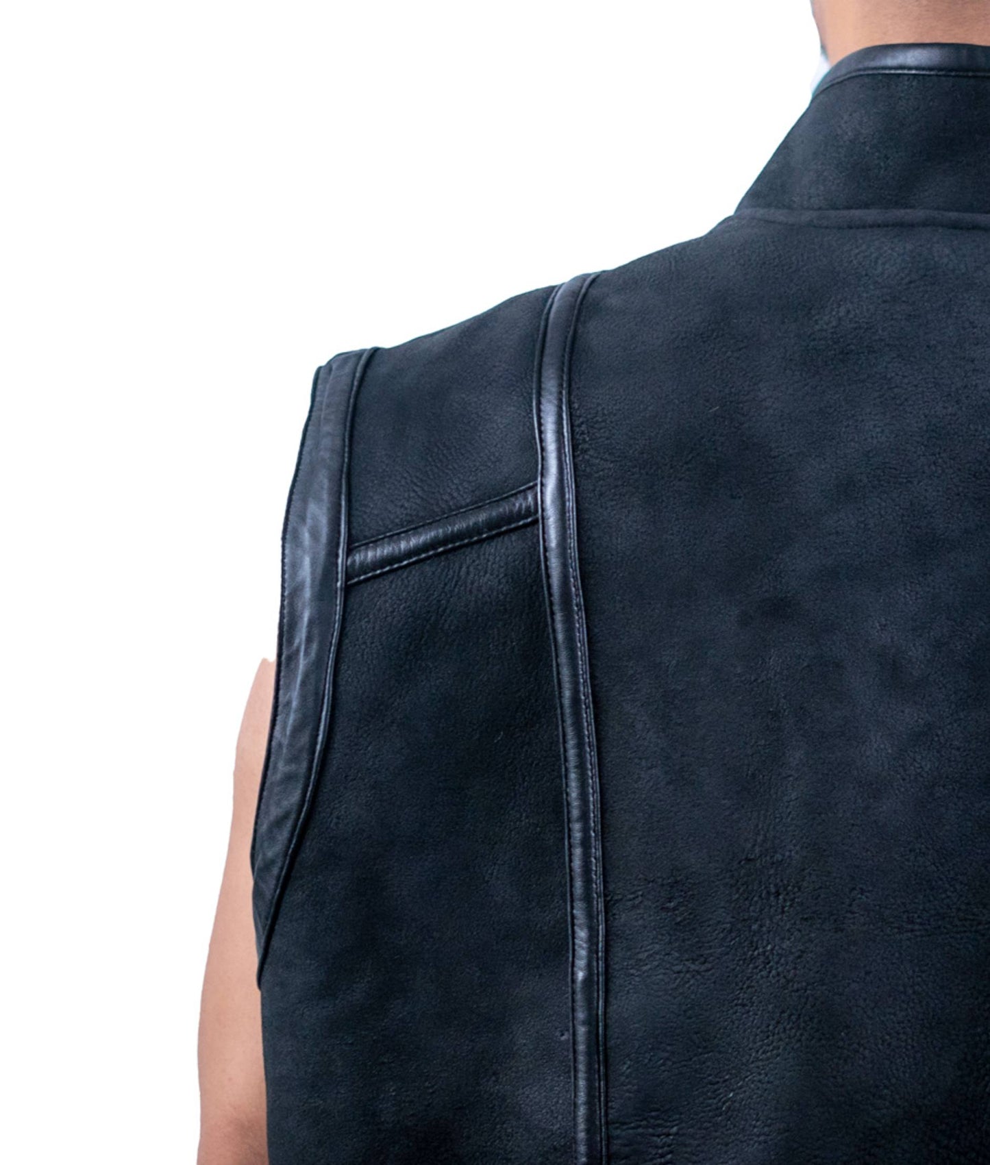 104 - Men’s Sleeveless Black Biker Vest – Raw Rider Edition