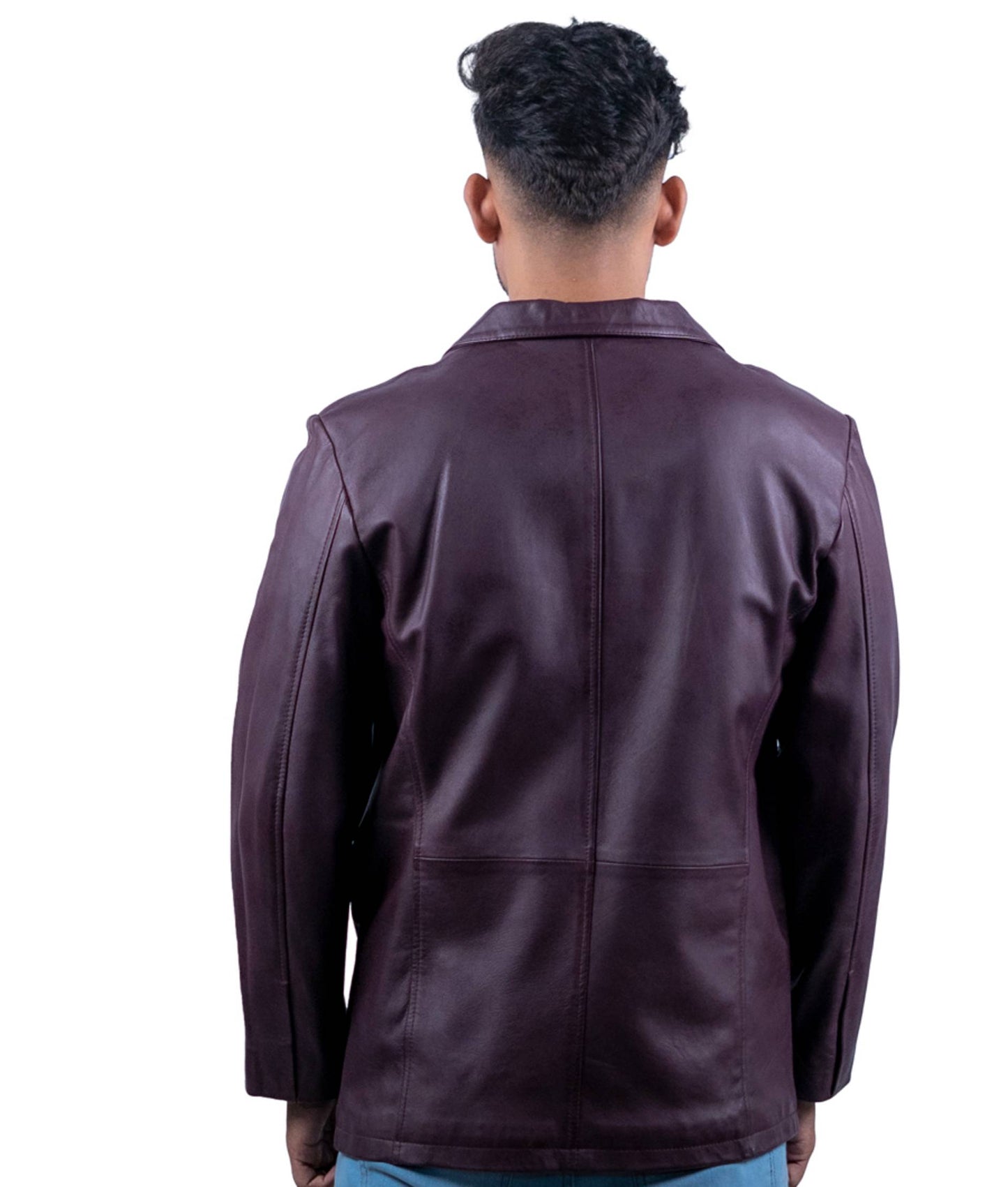 108 – Burgunderroter Lederblazer für Herren – Elegantes Statement-Piece