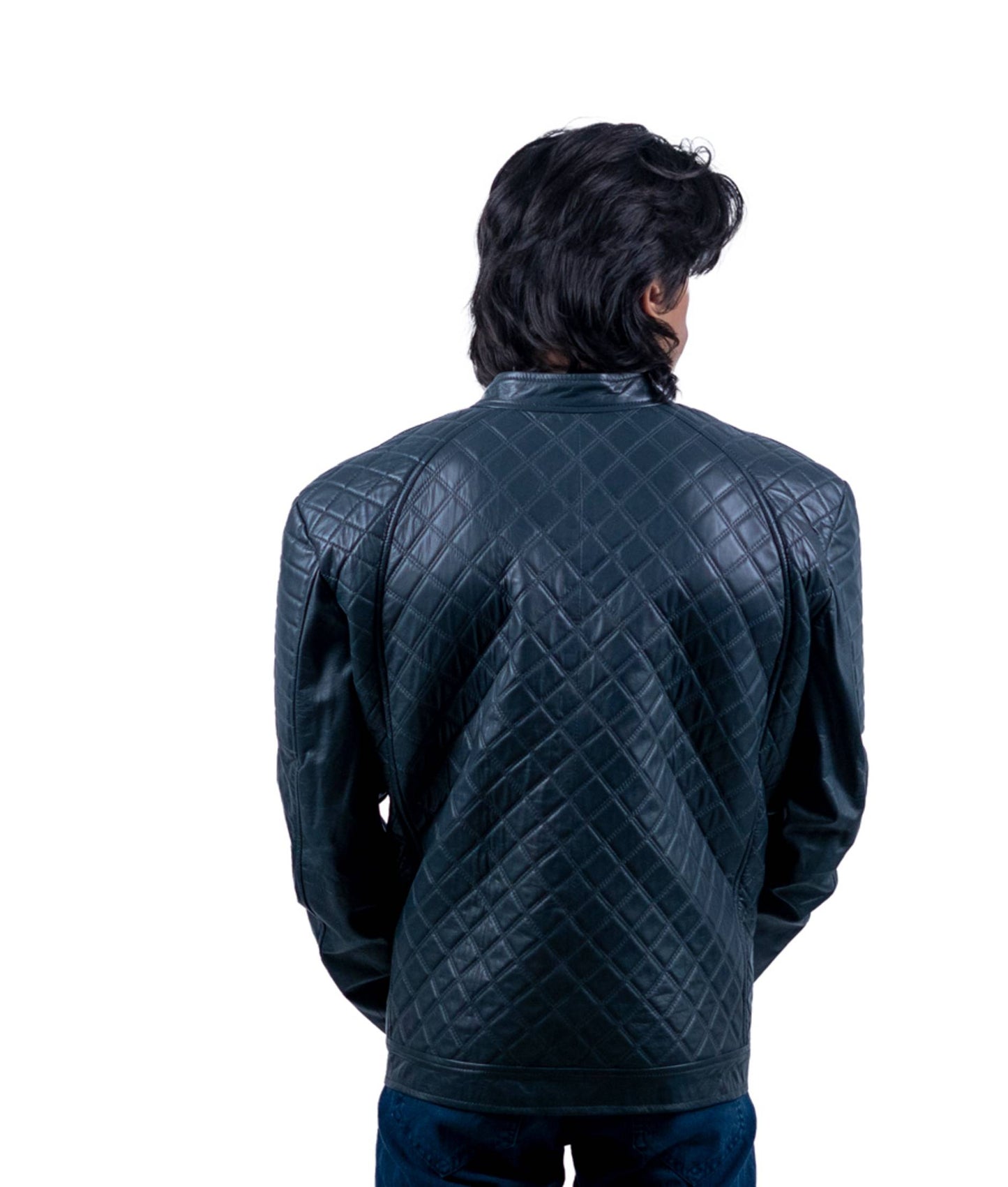 109 - Men’s Diamond-Stitched Leather Jacket – Quilted Power Look