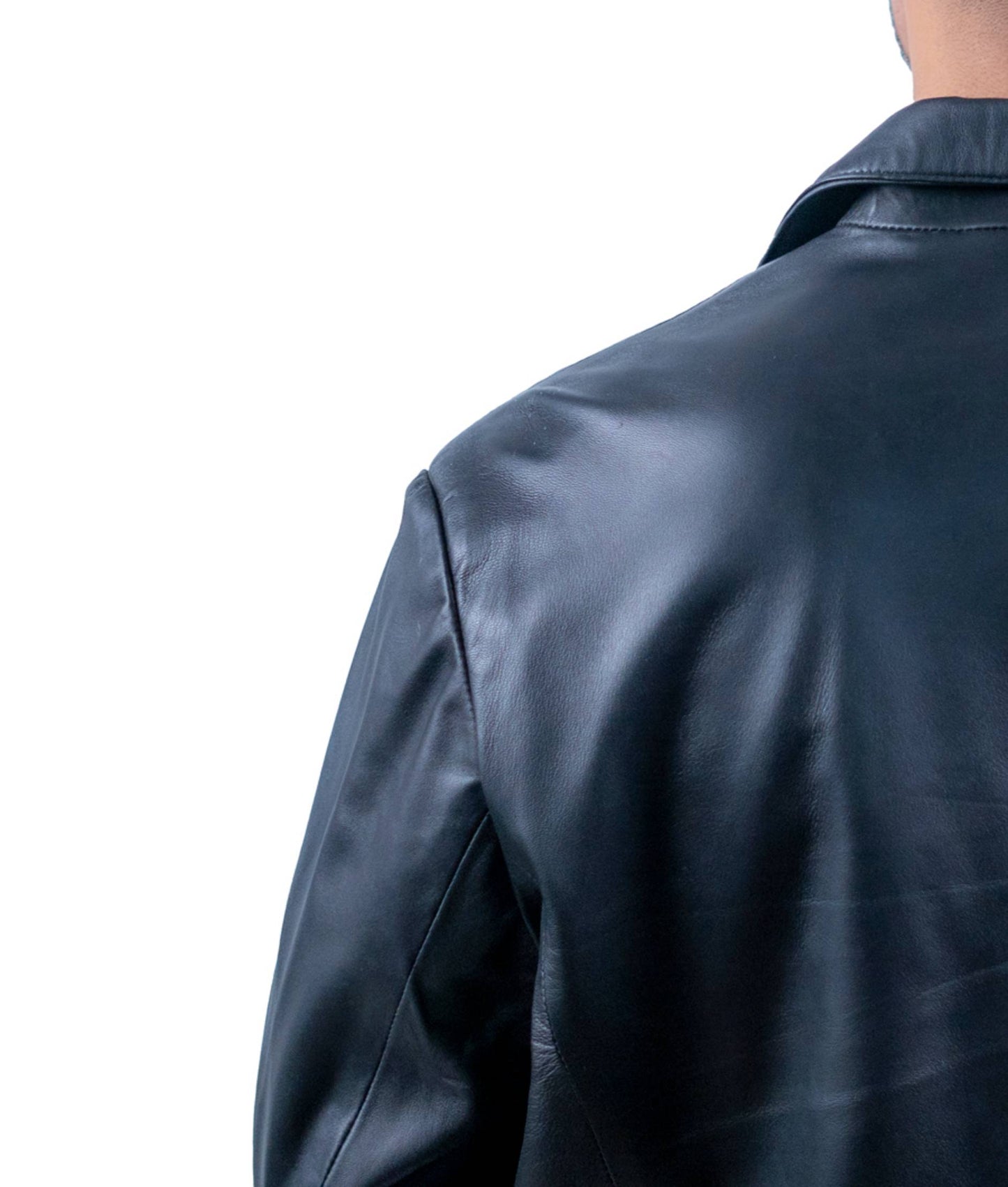 110 – Schwarzer Lederblazer für Herren – Elegante, halbformelle Passform