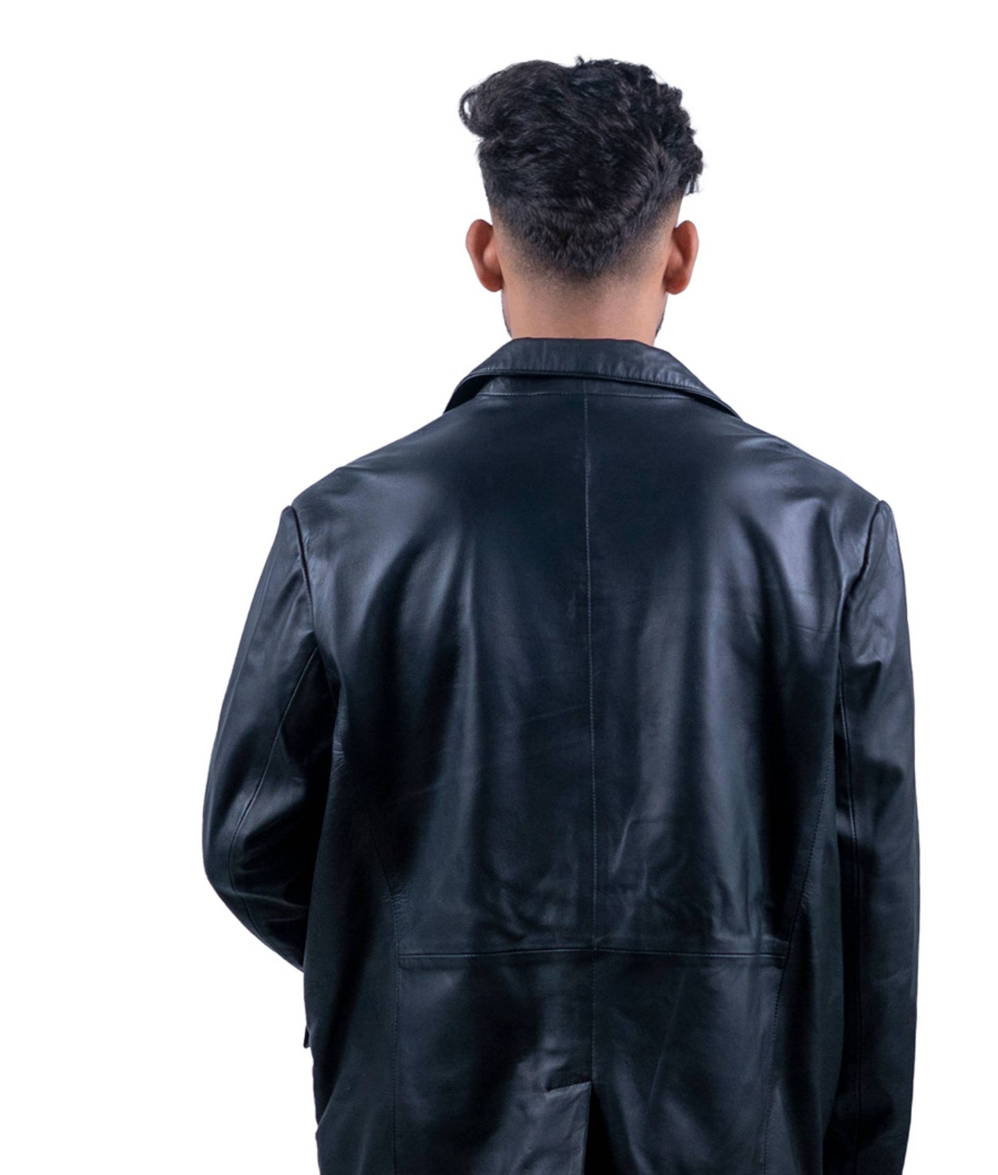 110 – Schwarzer Lederblazer für Herren – Elegante, halbformelle Passform