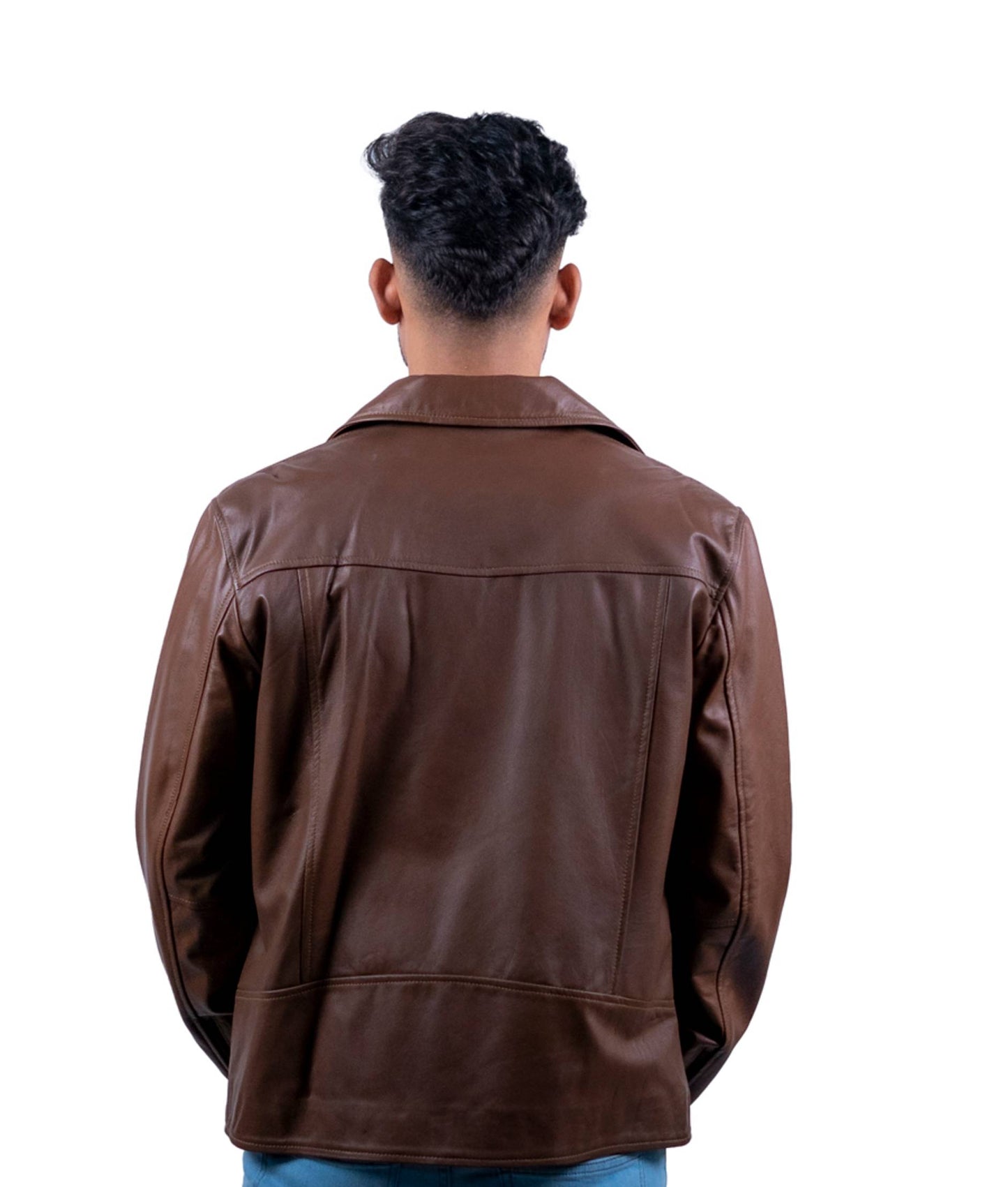112 - Men’s Tan Café Racer Leather Jacket – Vintage Road Aesthetic