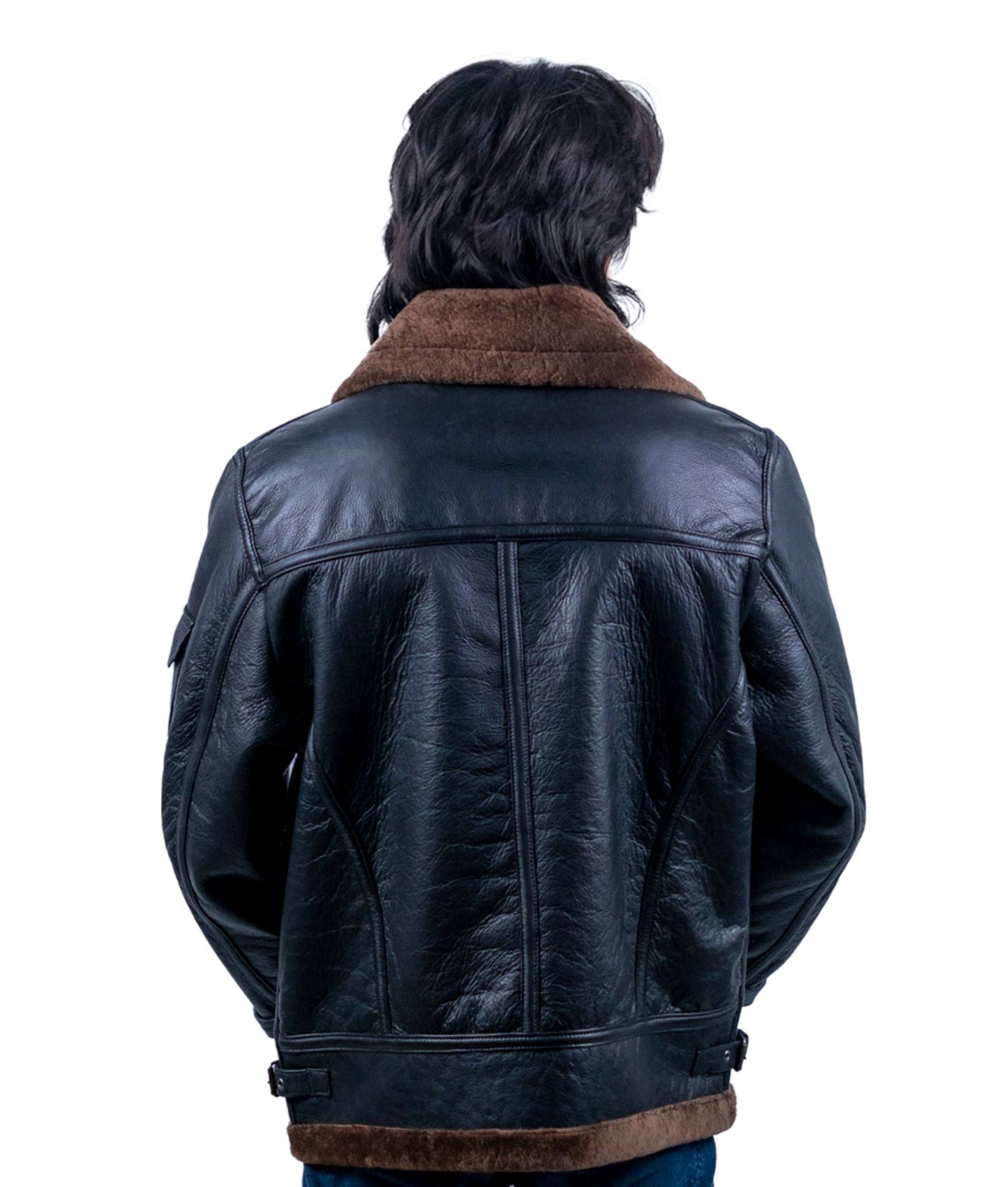 115 - Men’s Vintage Aviator Jacket – Shearling Collar Combat Style