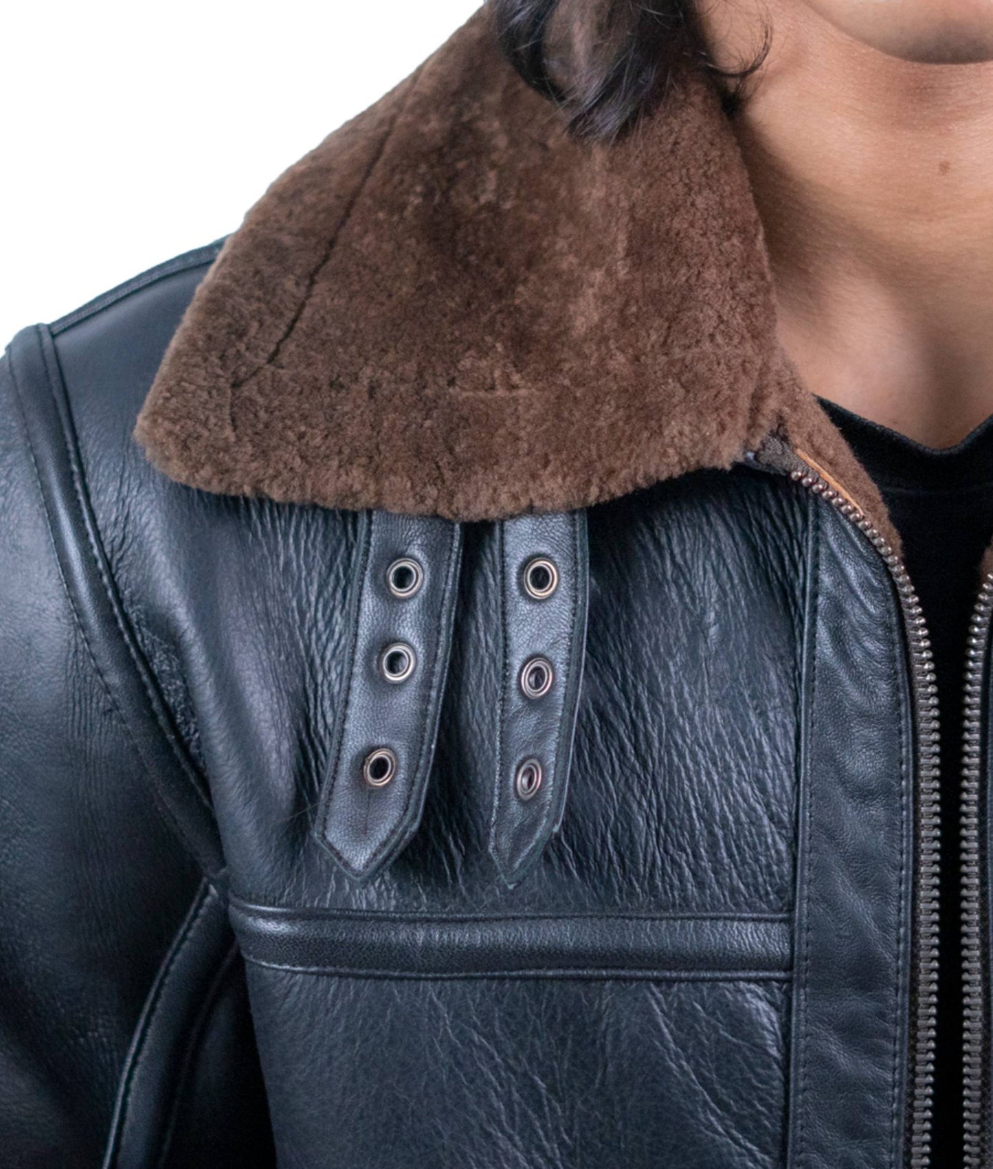 115 - Men’s Vintage Aviator Jacket – Shearling Collar Combat Style