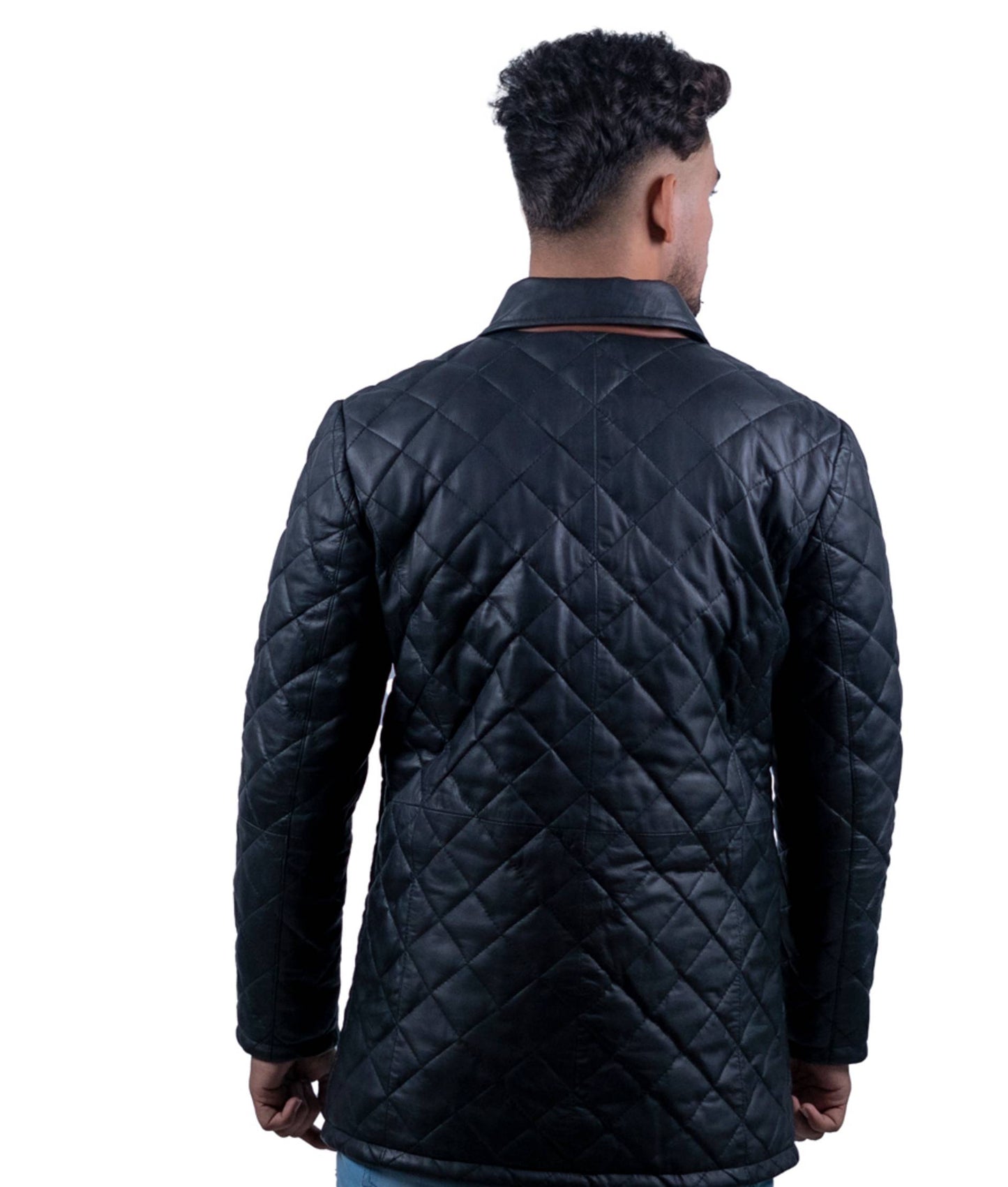 120 – Gesteppter langer Ledermantel für Herren – Heritage Stitch Edition