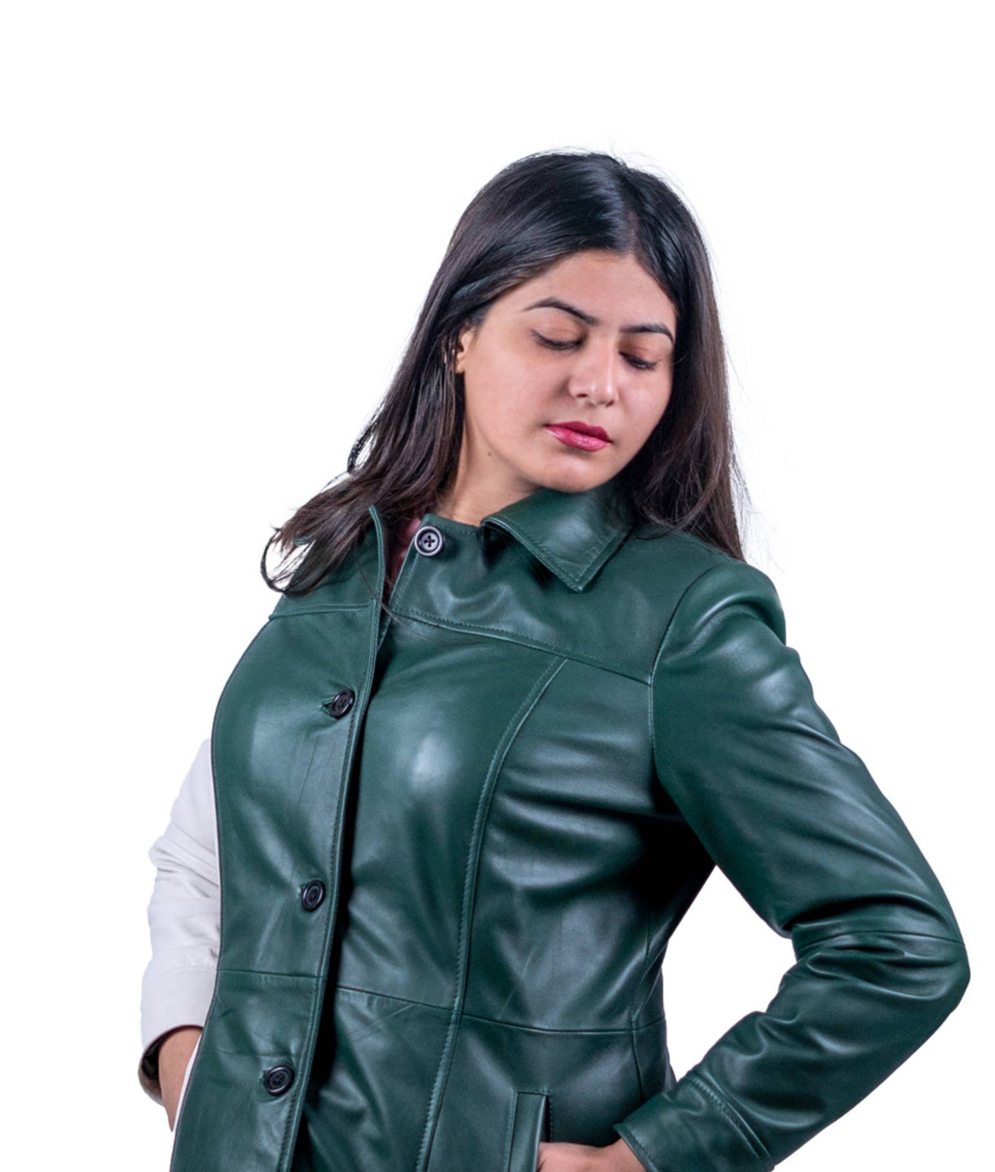 38 - Women’s Green & White Pakistan Flag Leather Jacket – Patriotic Design