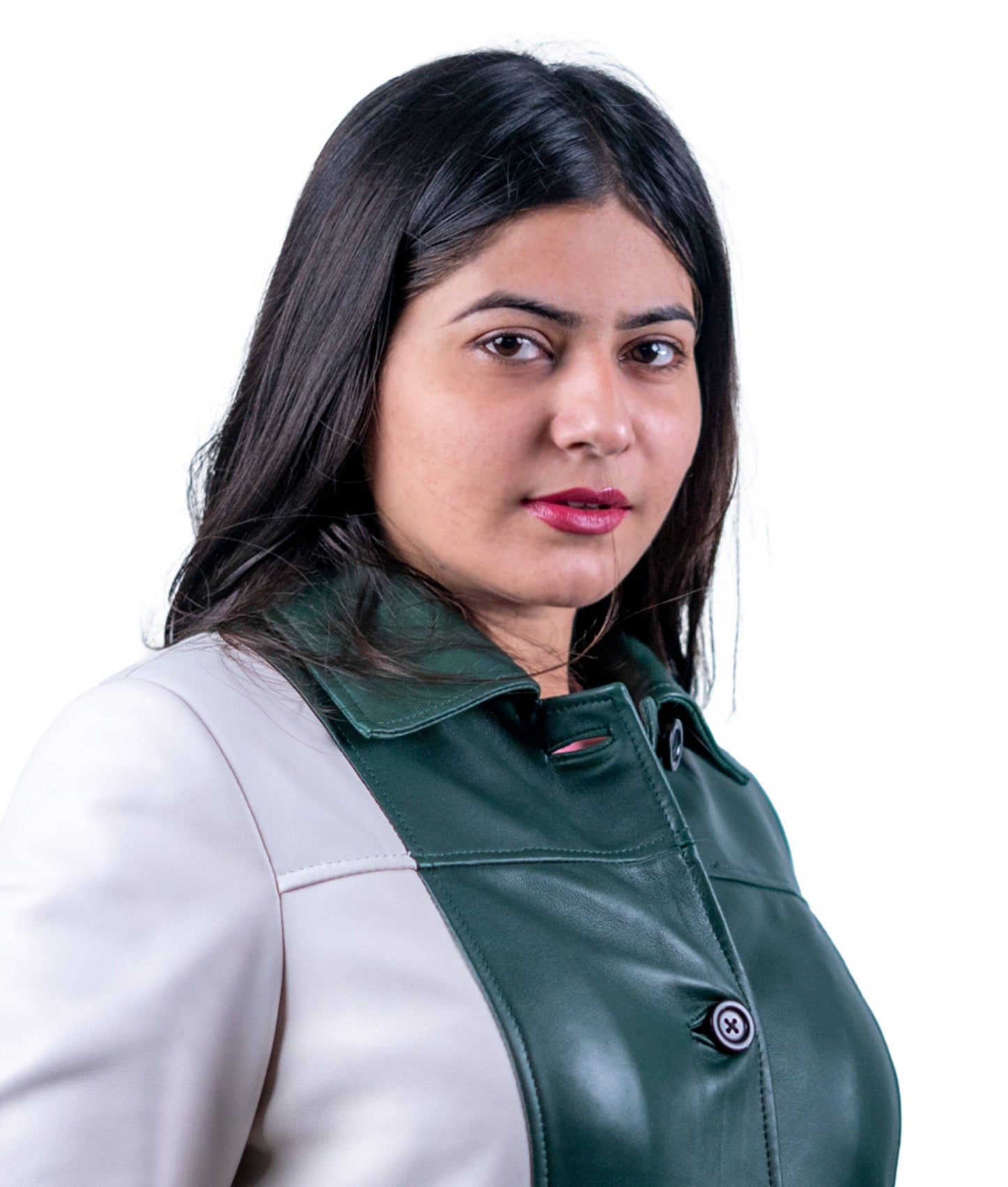38 - Women’s Green & White Pakistan Flag Leather Jacket – Patriotic Design