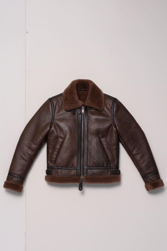 141 -  Brown Aviator Shearling Jacket