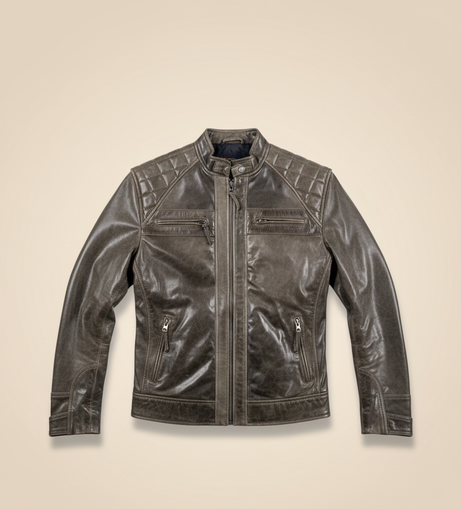53 - Heritage Moto Leather Jacket – Vintage Olive Finish
