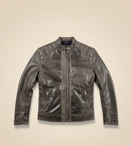 53 - Heritage Moto Leather Jacket – Vintage Olive Finish