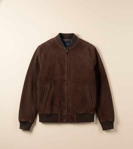 63 - Coffee Suede Leather Jacket for Men
