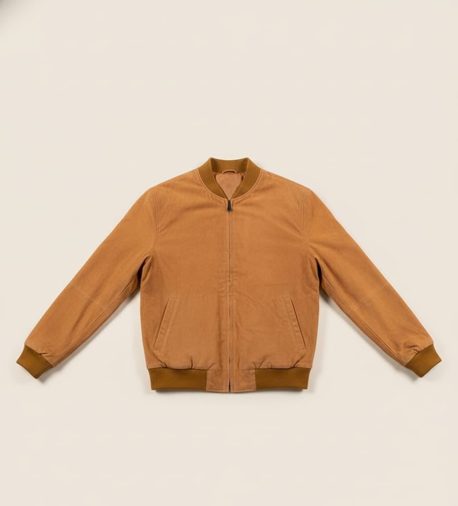 55 - Sahara Breeze Suede Bomber – Camel Tan