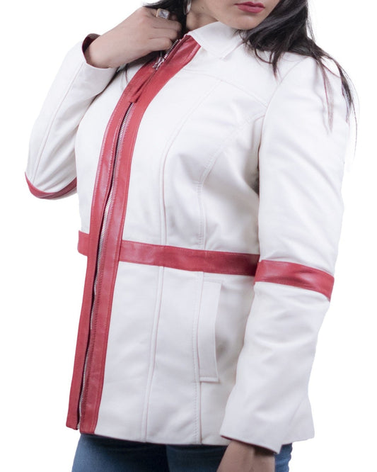01 - Women’s Denmark Flag Leather Jacket – Patriotic Style