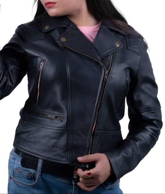 05 - Women’s Black Moto Leather Jacket – Bold & Edgy