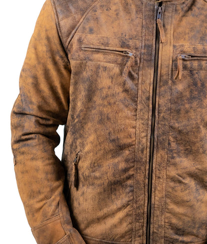 61 – Braune Distressed-Lederjacke für Herren – Vintage-Washed-Look