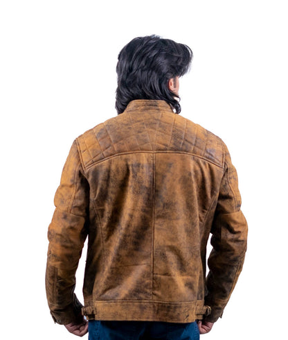 61 – Braune Distressed-Lederjacke für Herren – Vintage-Washed-Look