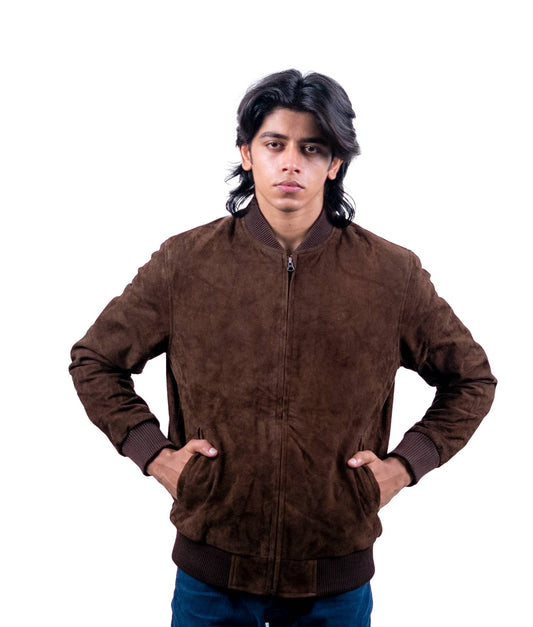 63 - Kaffeebraune Wildlederjacke für Herren