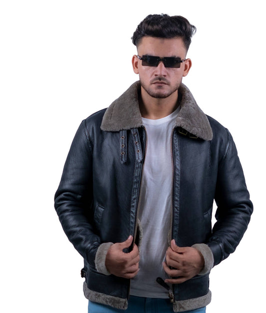 87 - Vintage Pilot Jacket – Shearling Lined with Weathered Finish