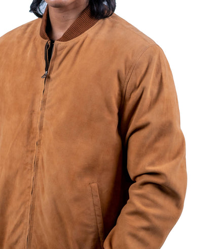88 - Camel Suede Bomber Jacket – Minimalist Warmth Edition